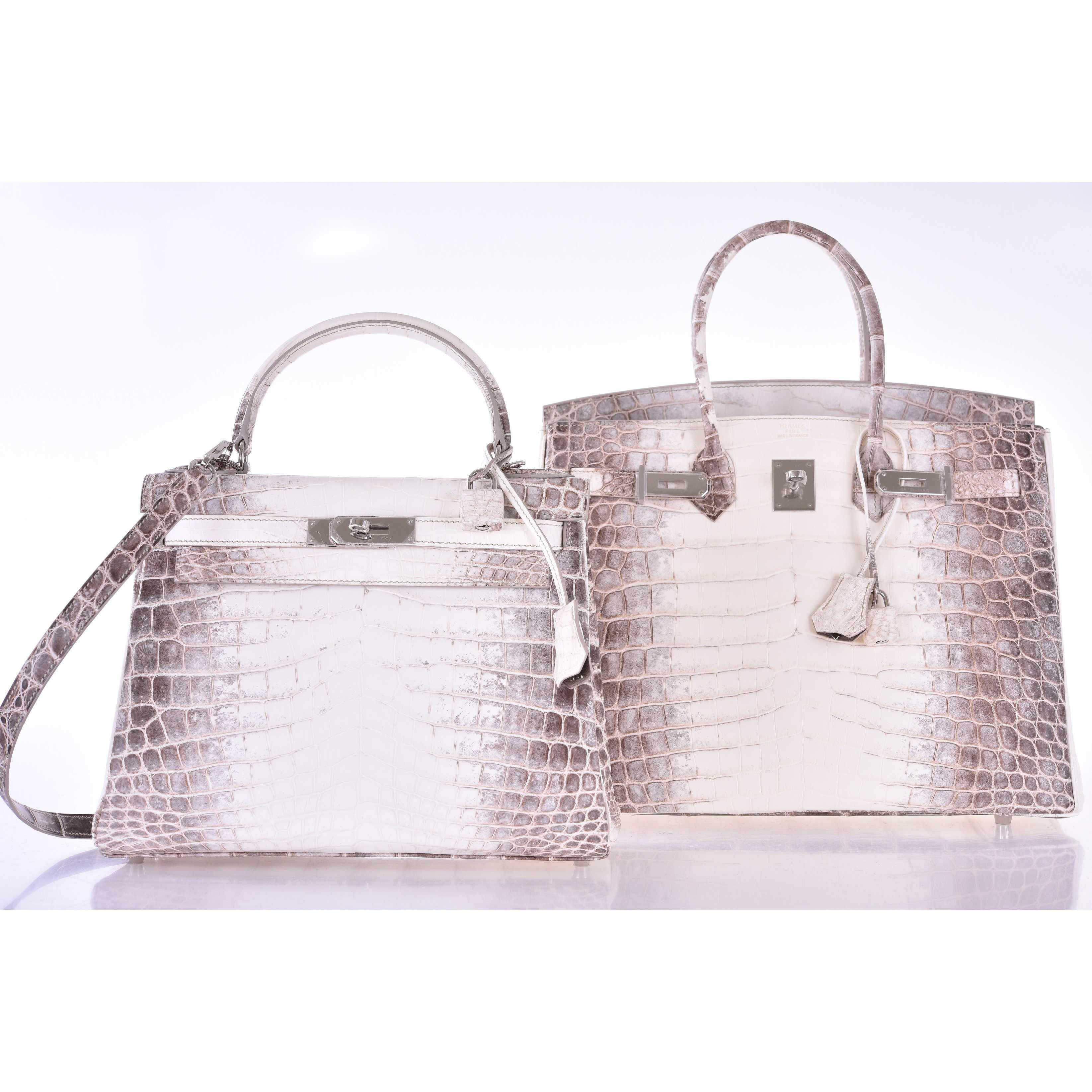 Hermès Kelly 28 Retourne Himalayan Porosus Crocodile Palladium Hardware