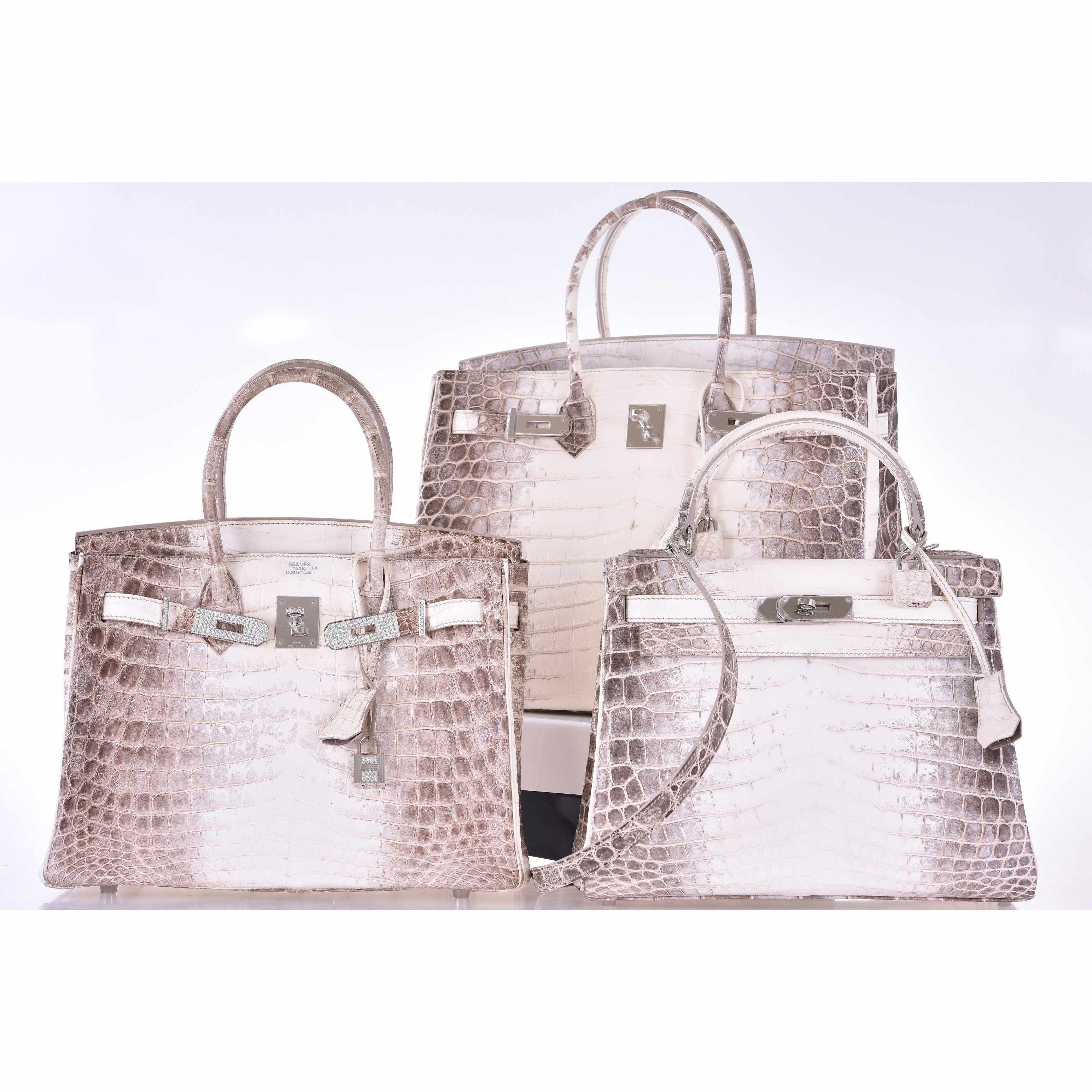 Hermès Kelly 28 Retourne Himalayan Porosus Crocodile Palladium Hardware