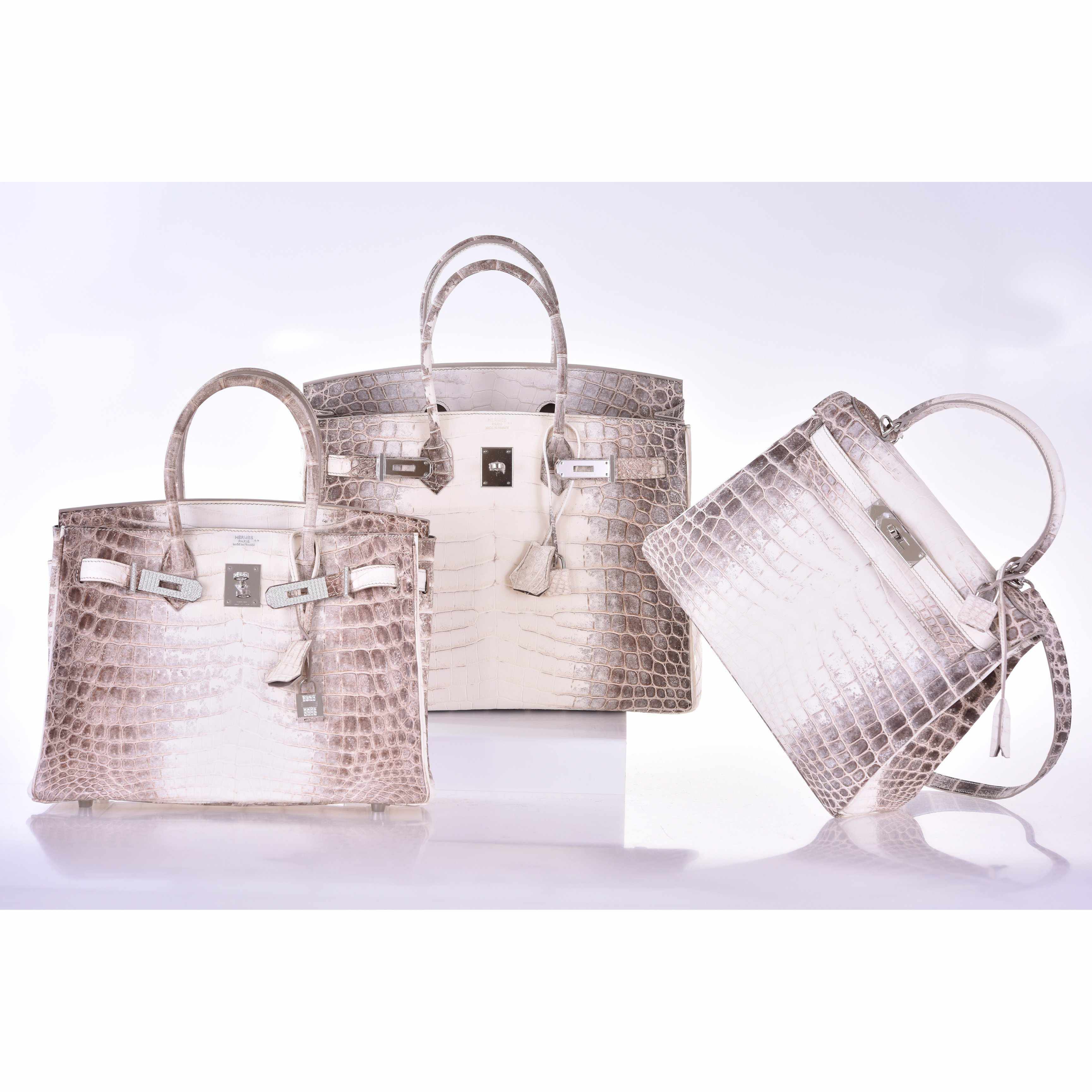 Hermès Kelly 28 Retourne Himalayan Porosus Crocodile Palladium Hardware