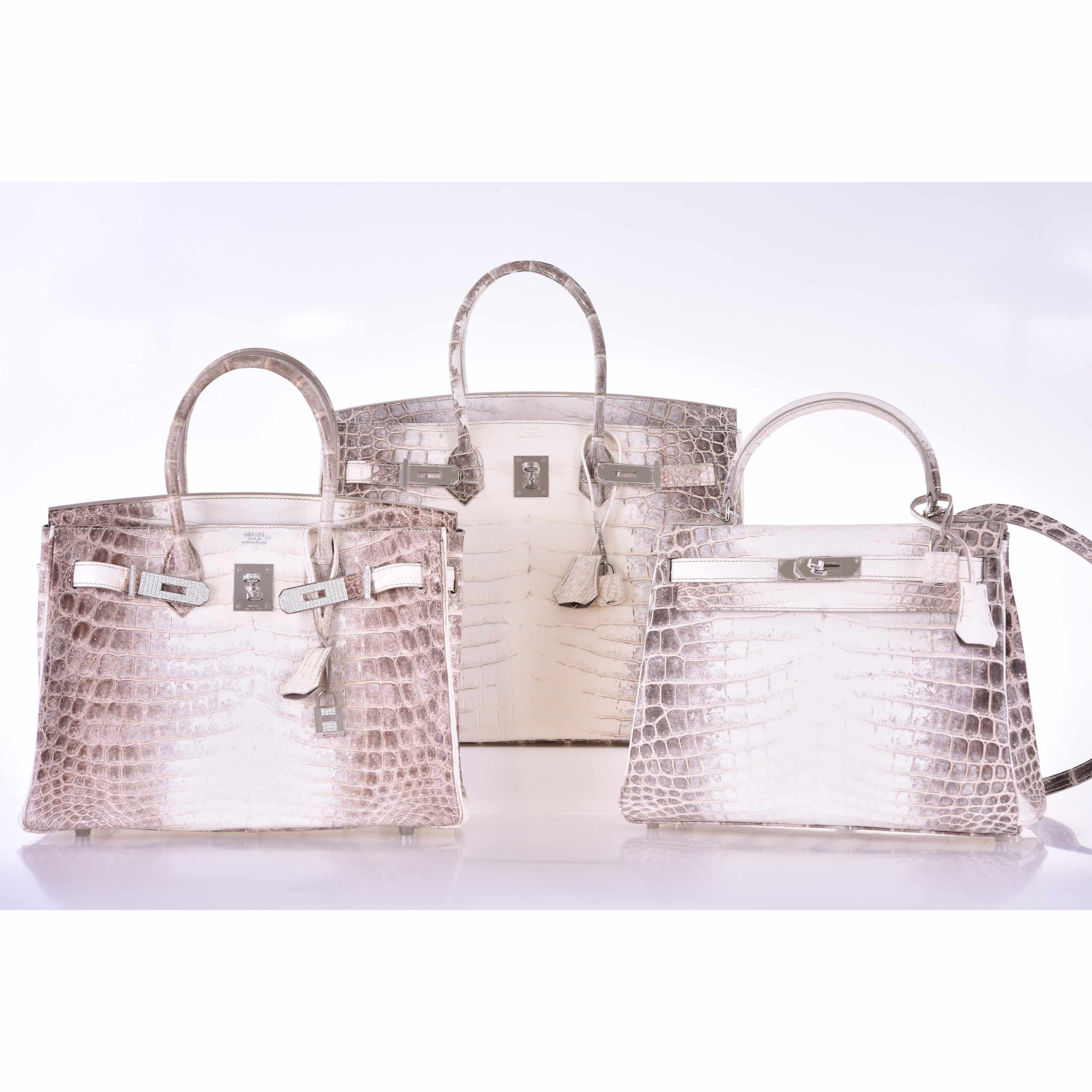 Hermès Kelly 28 Retourne Himalayan Porosus Crocodile Palladium Hardware