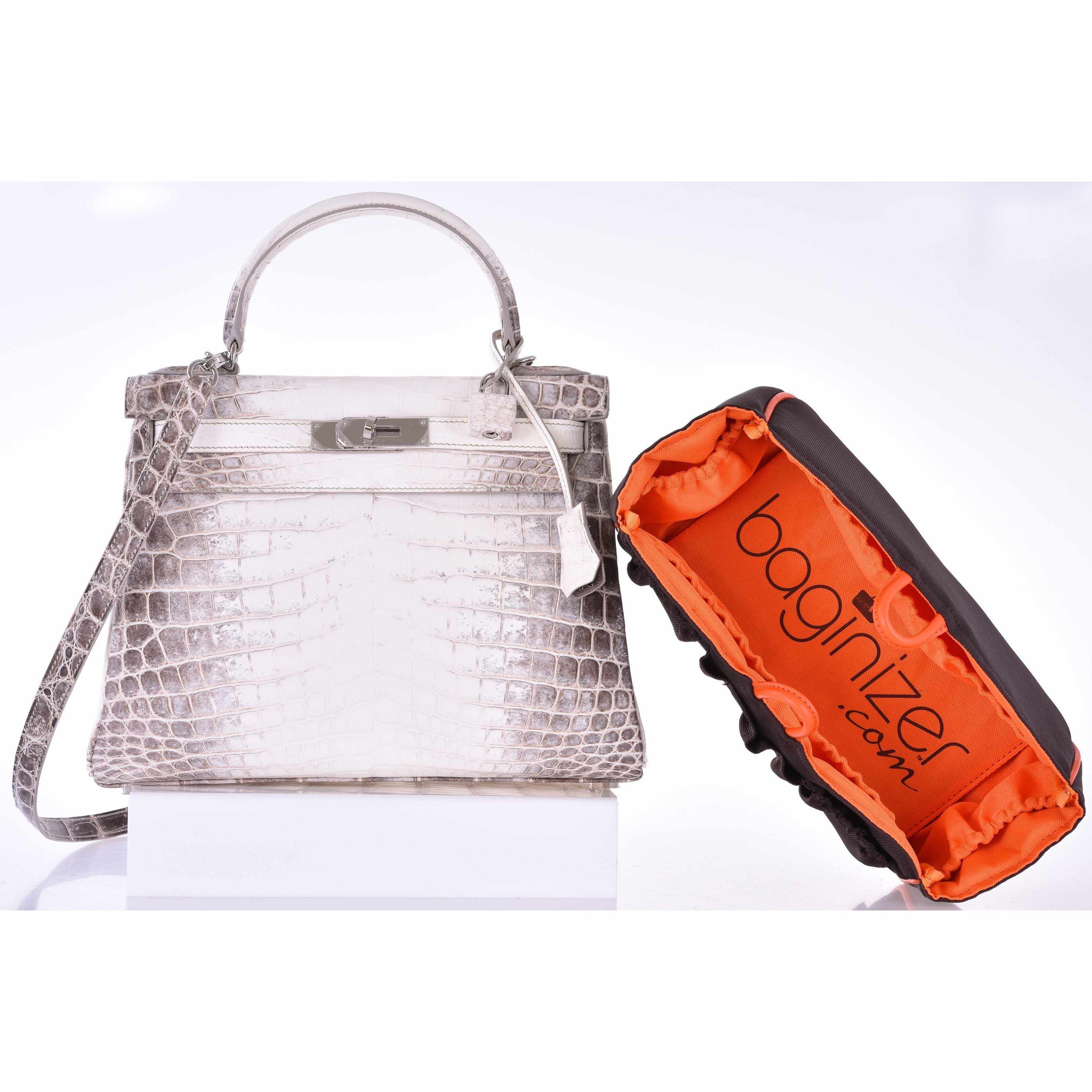 Hermès Kelly 28 Retourne Himalayan Porosus Crocodile Palladium Hardware