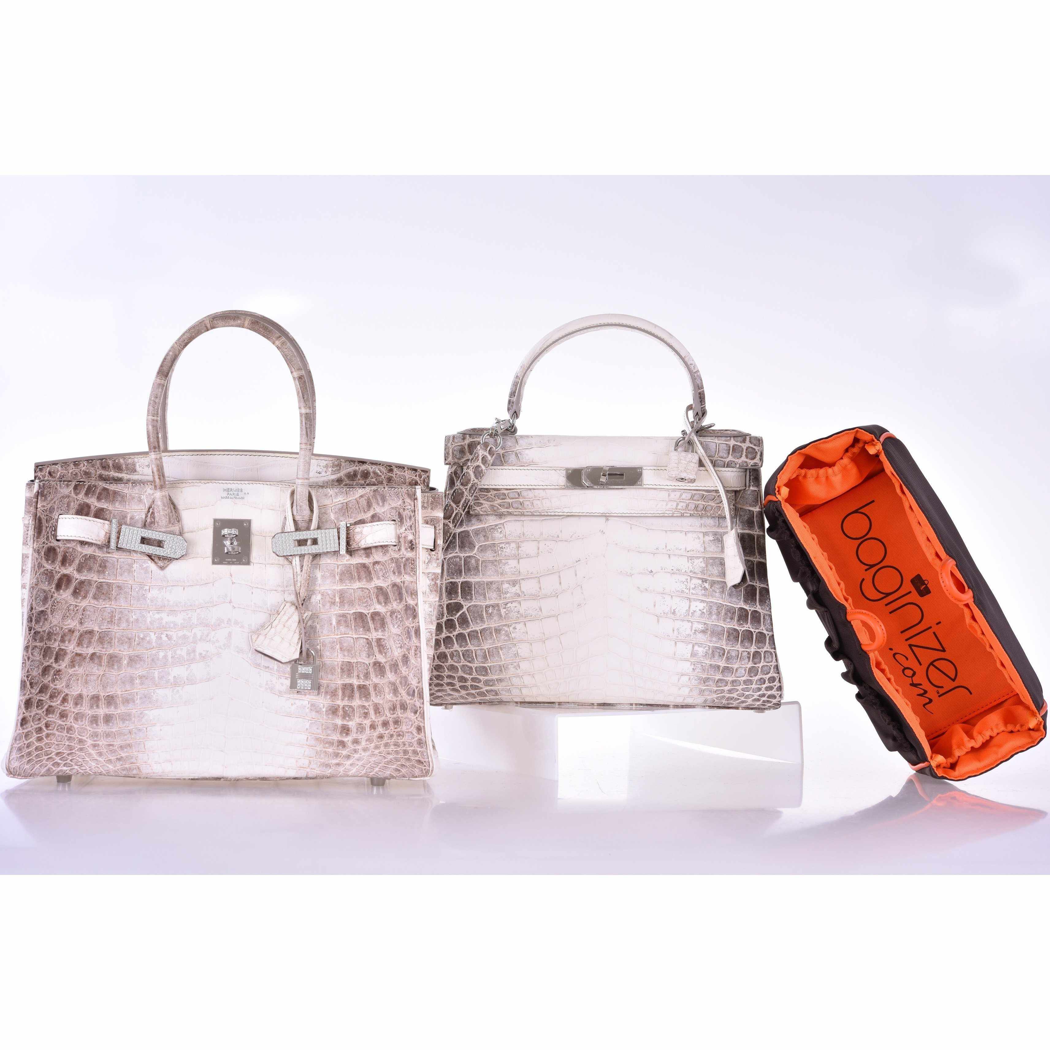 Hermès Kelly 28 Retourne Himalayan Porosus Crocodile Palladium Hardware