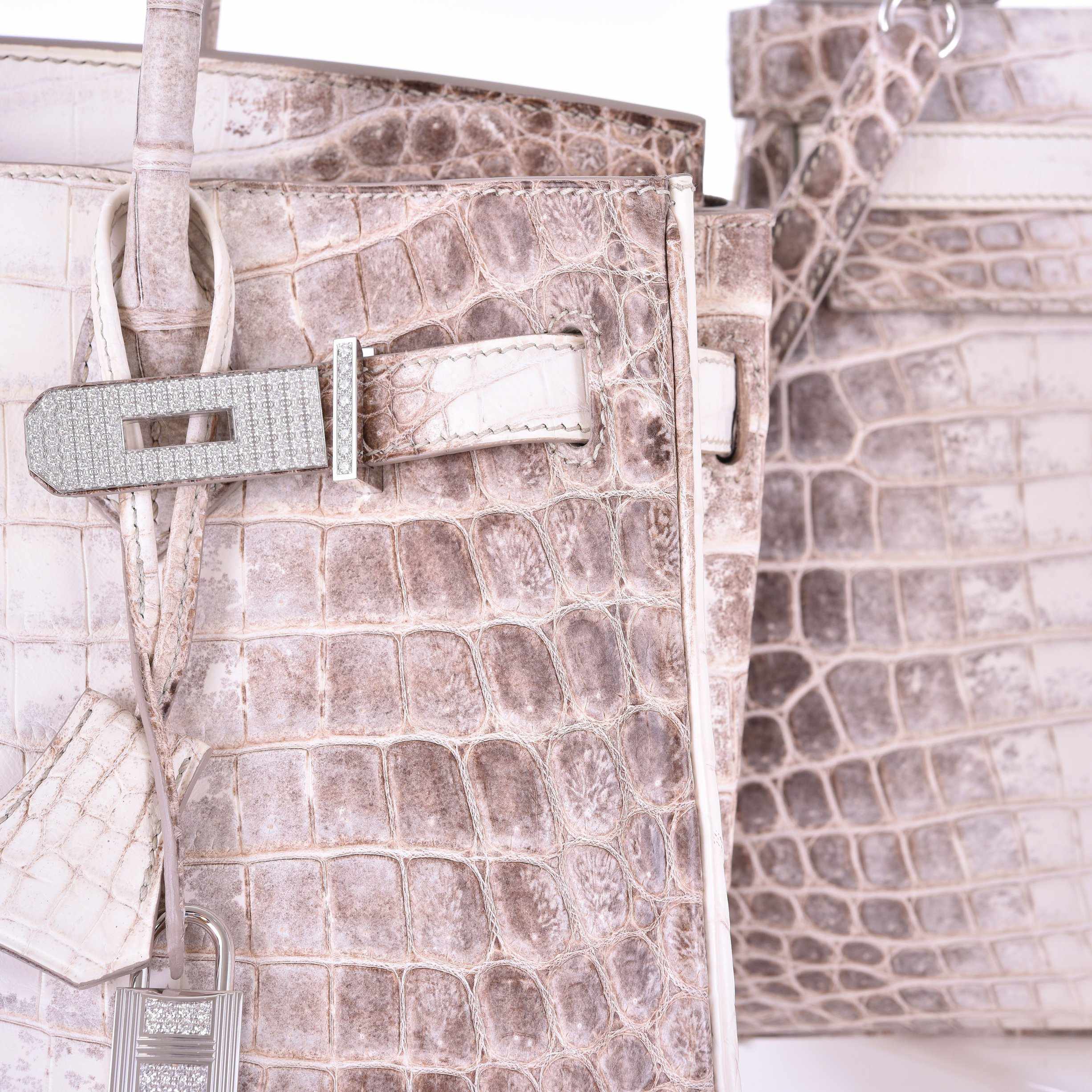 Hermès Kelly 28 Retourne Himalayan Porosus Crocodile Palladium Hardware