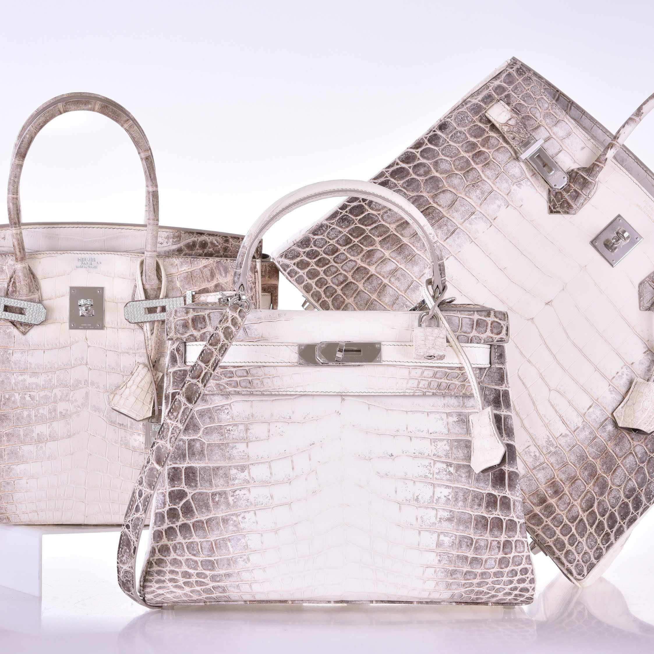 Hermès Kelly 28 Retourne Himalayan Porosus Crocodile Palladium Hardware