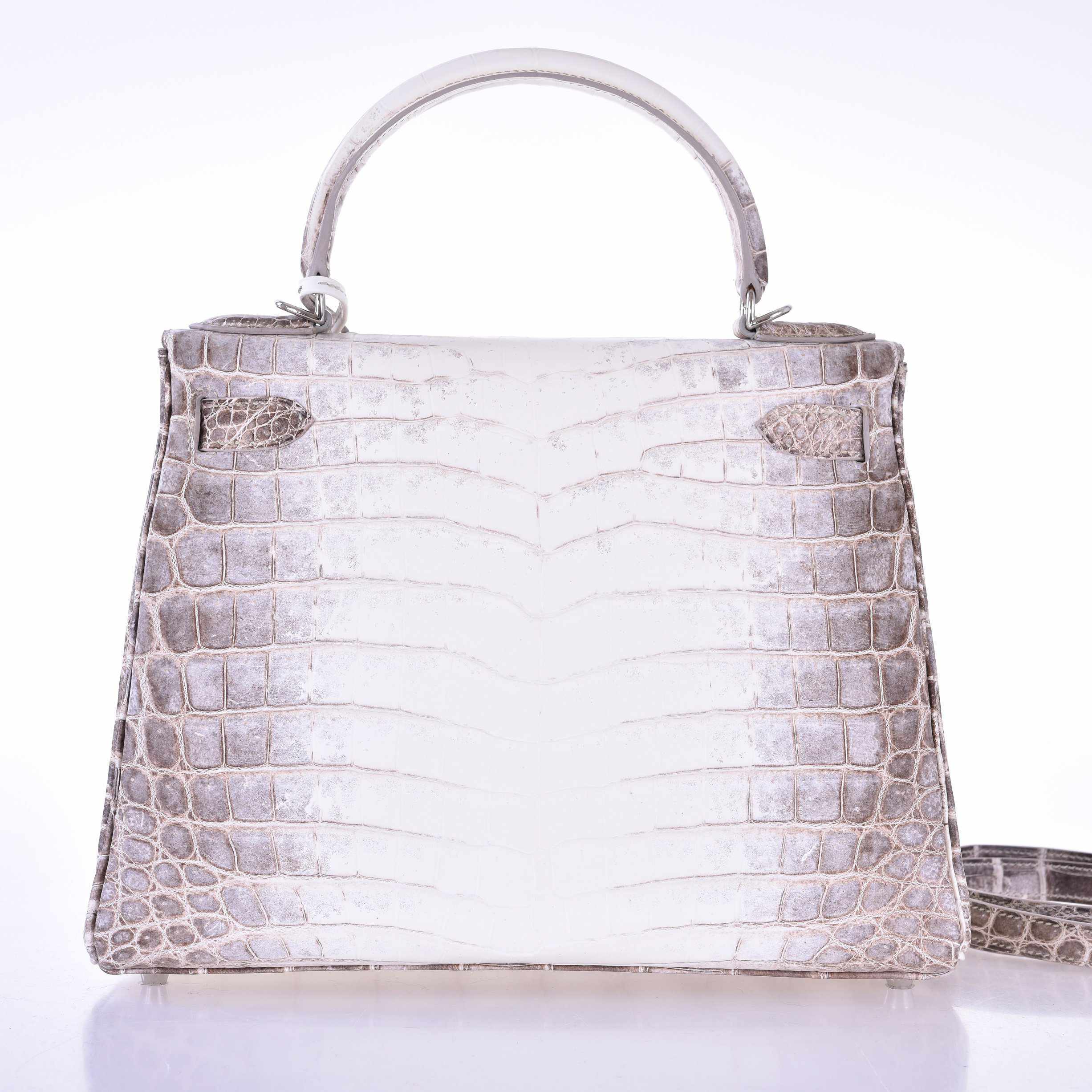 Hermès Kelly 28 Retourne Himalayan Porosus Crocodile Palladium Hardware