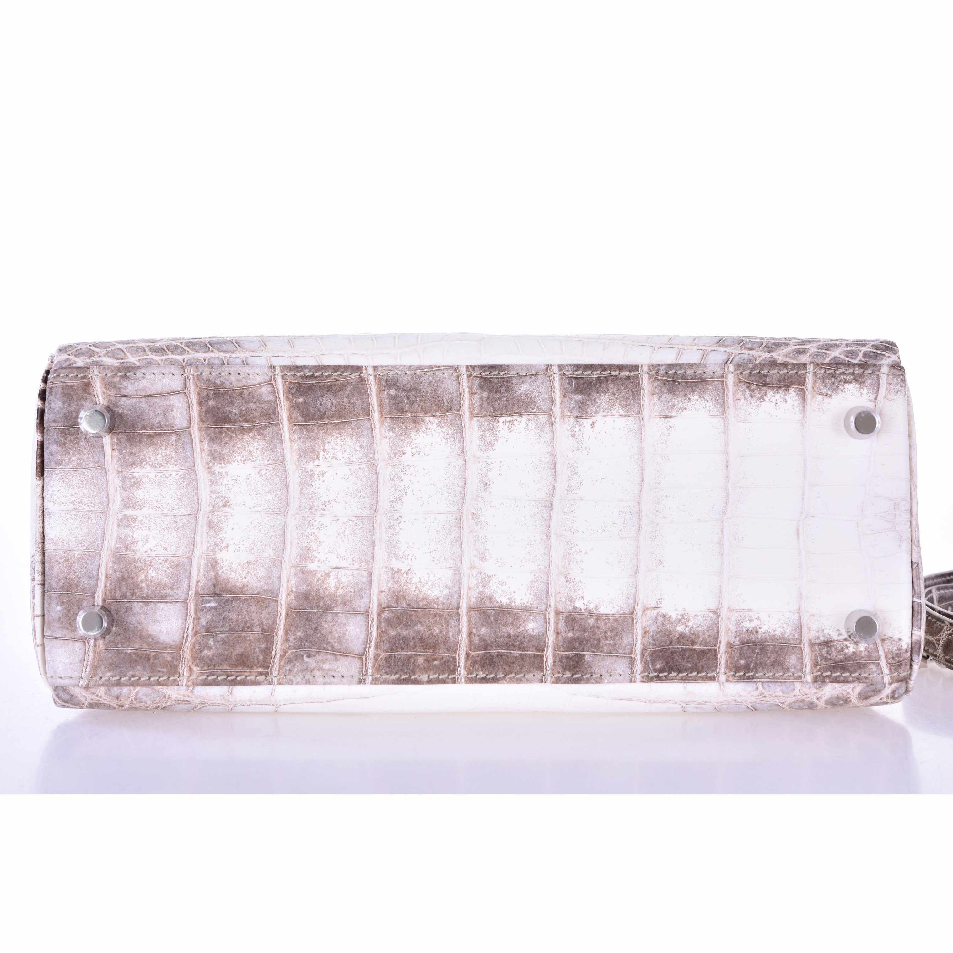 Hermès Kelly 28 Retourne Himalayan Porosus Crocodile Palladium Hardware