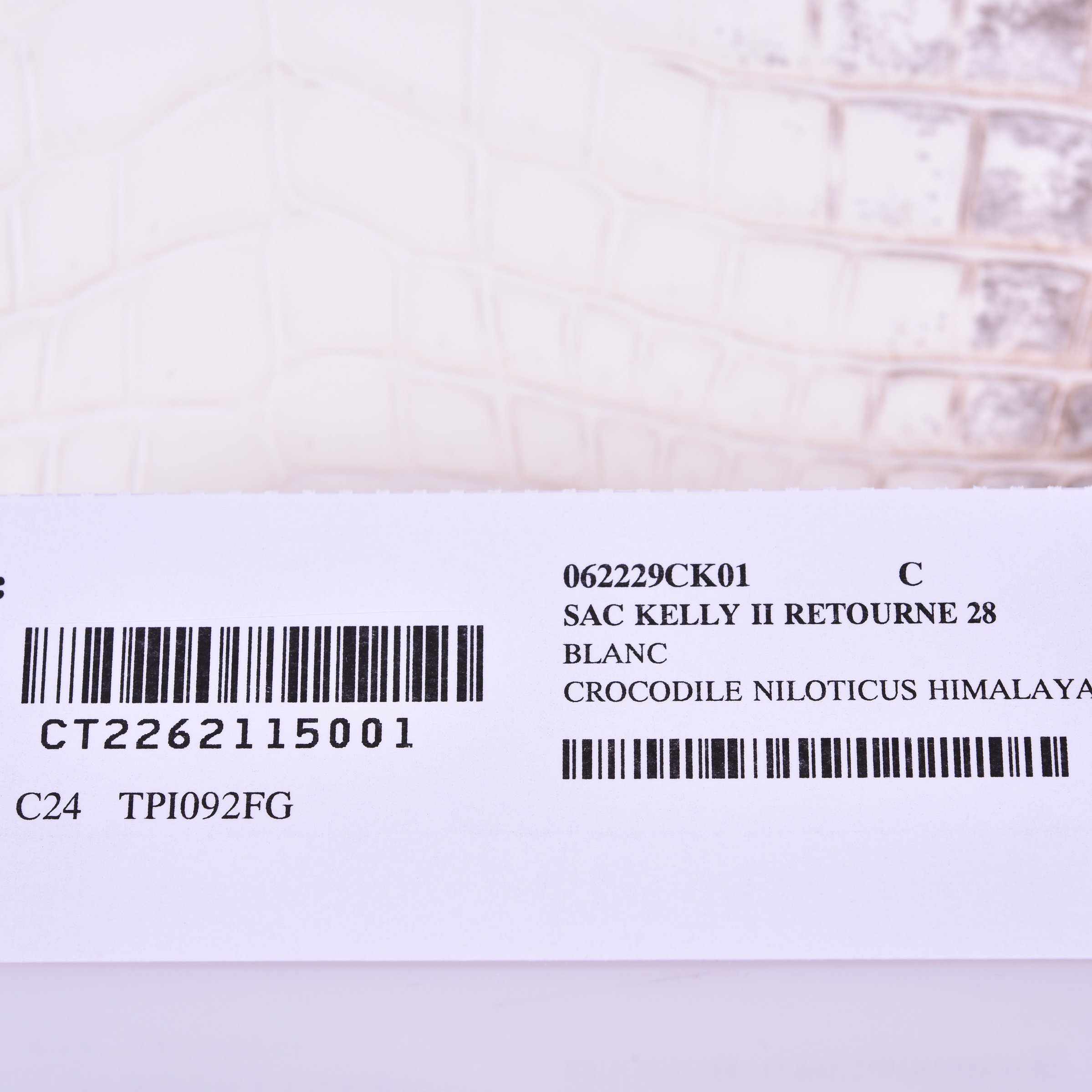 Hermès Kelly 28 Retourne Himalayan Porosus Crocodile Palladium Hardware