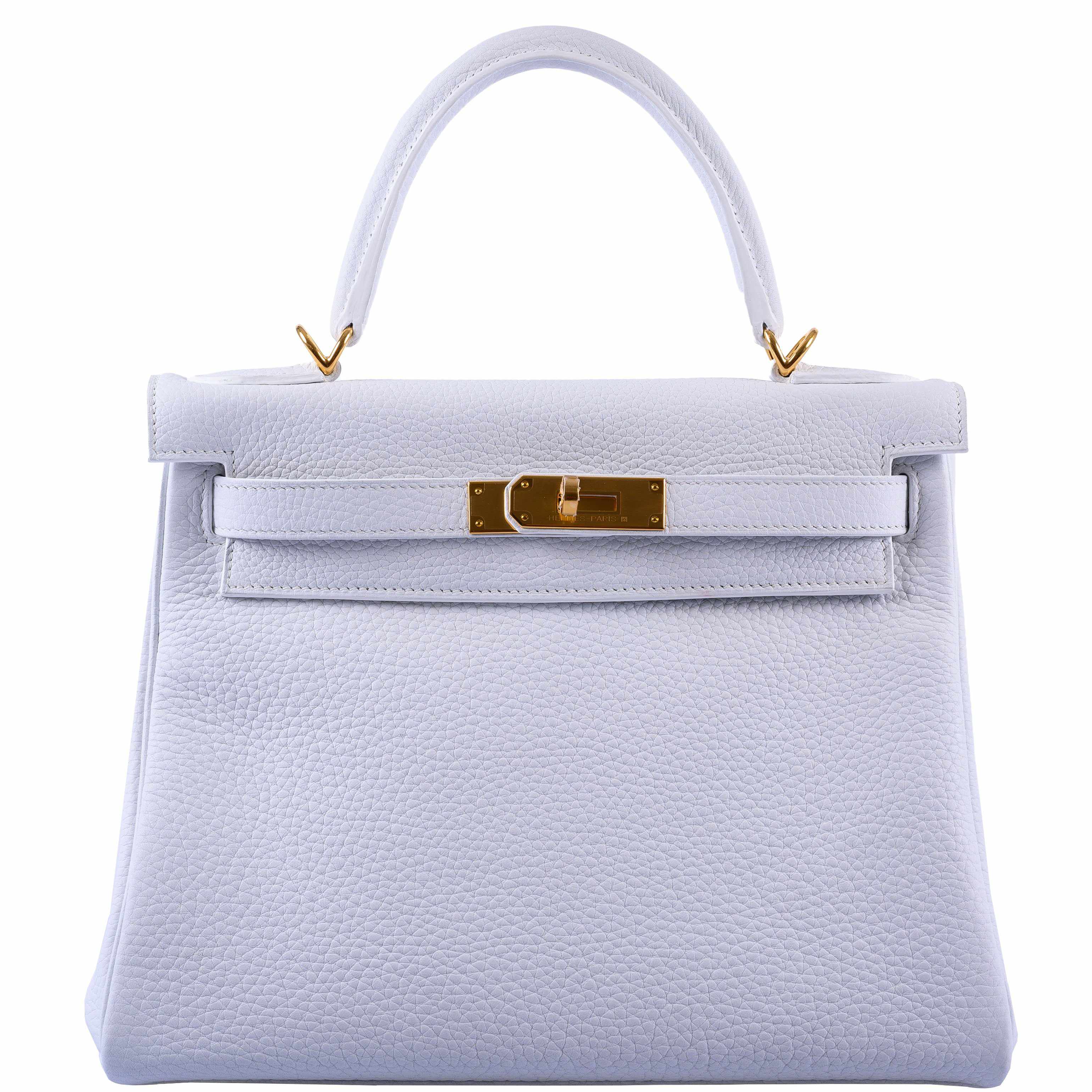 Hermès Kelly 28 Retourne White Clemence Gold Hardware