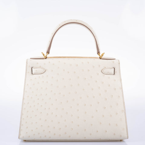 Hermès Kelly 28 Sellier Beton Ostrich with Gold Hardware - 2021, Z