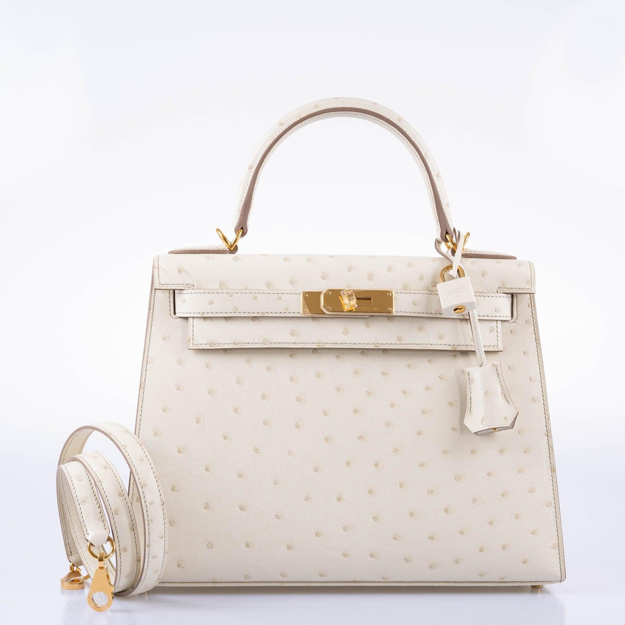 Hermès Kelly 28 Sellier Beton Ostrich with Gold Hardware