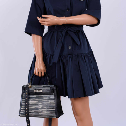 Hermès Kelly 28 Sellier Black Box & Vibrato Leather Palladium Hardware - 2000, D Square