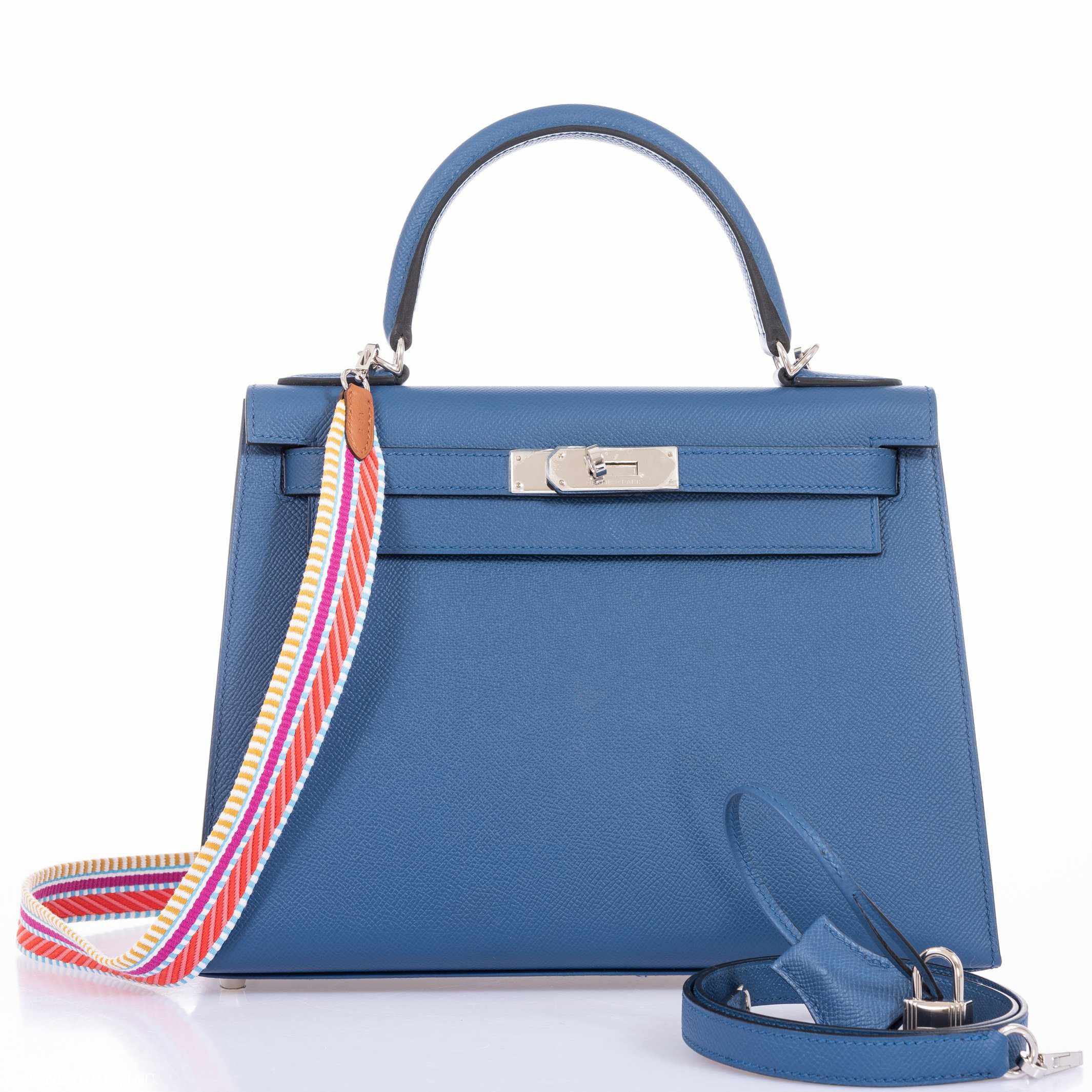 Hermès Kelly 28 Sellier Blue Agate Epsom Palladium Hardware