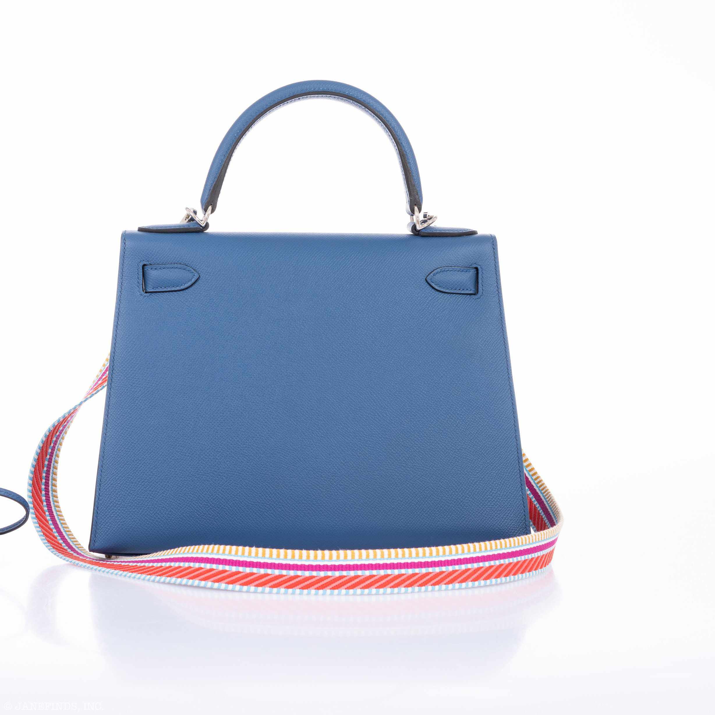 Hermès Kelly 28 Sellier Blue Agate Epsom Palladium Hardware