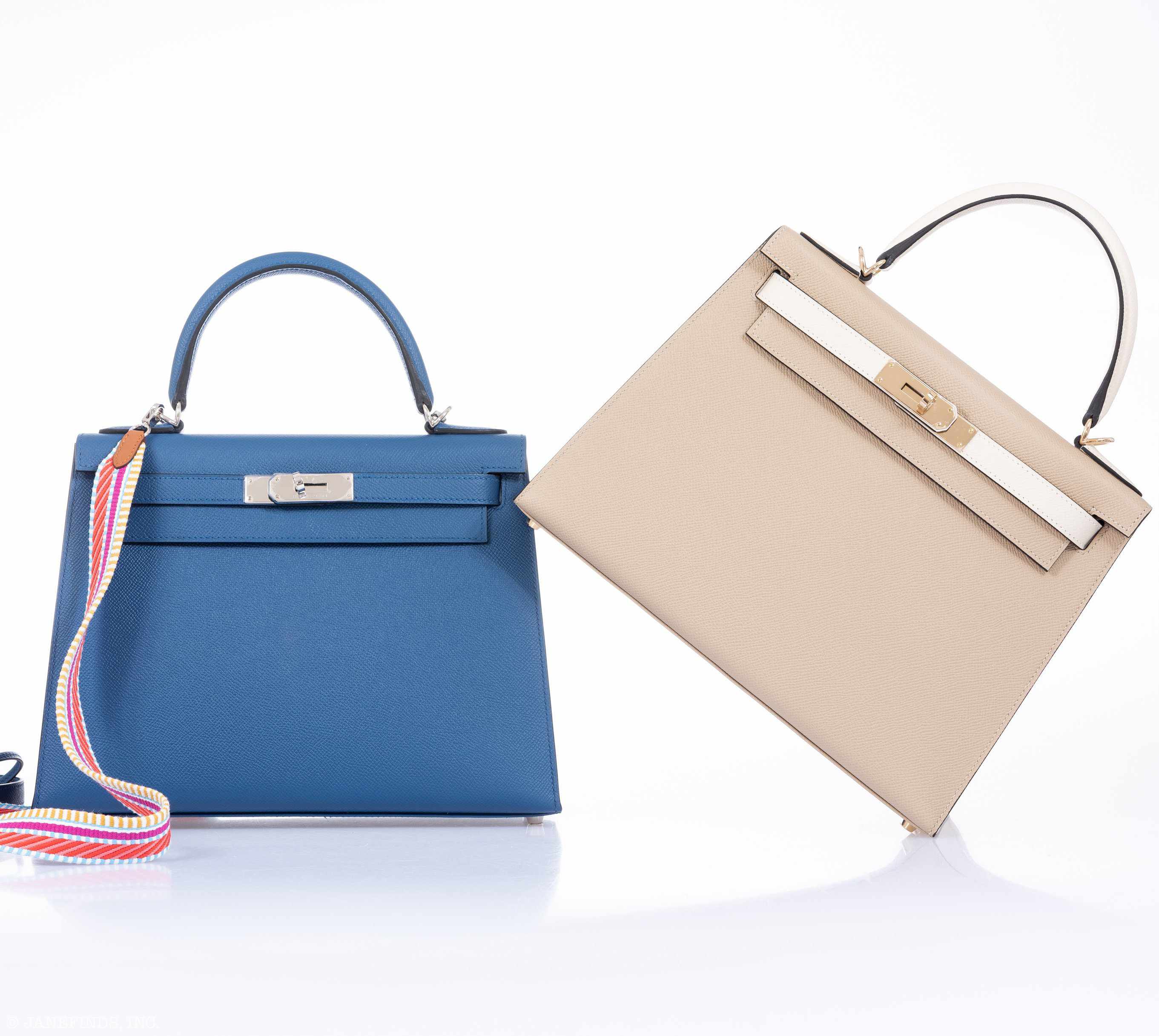 Hermès Kelly 28 Sellier Blue Agate Epsom Palladium Hardware