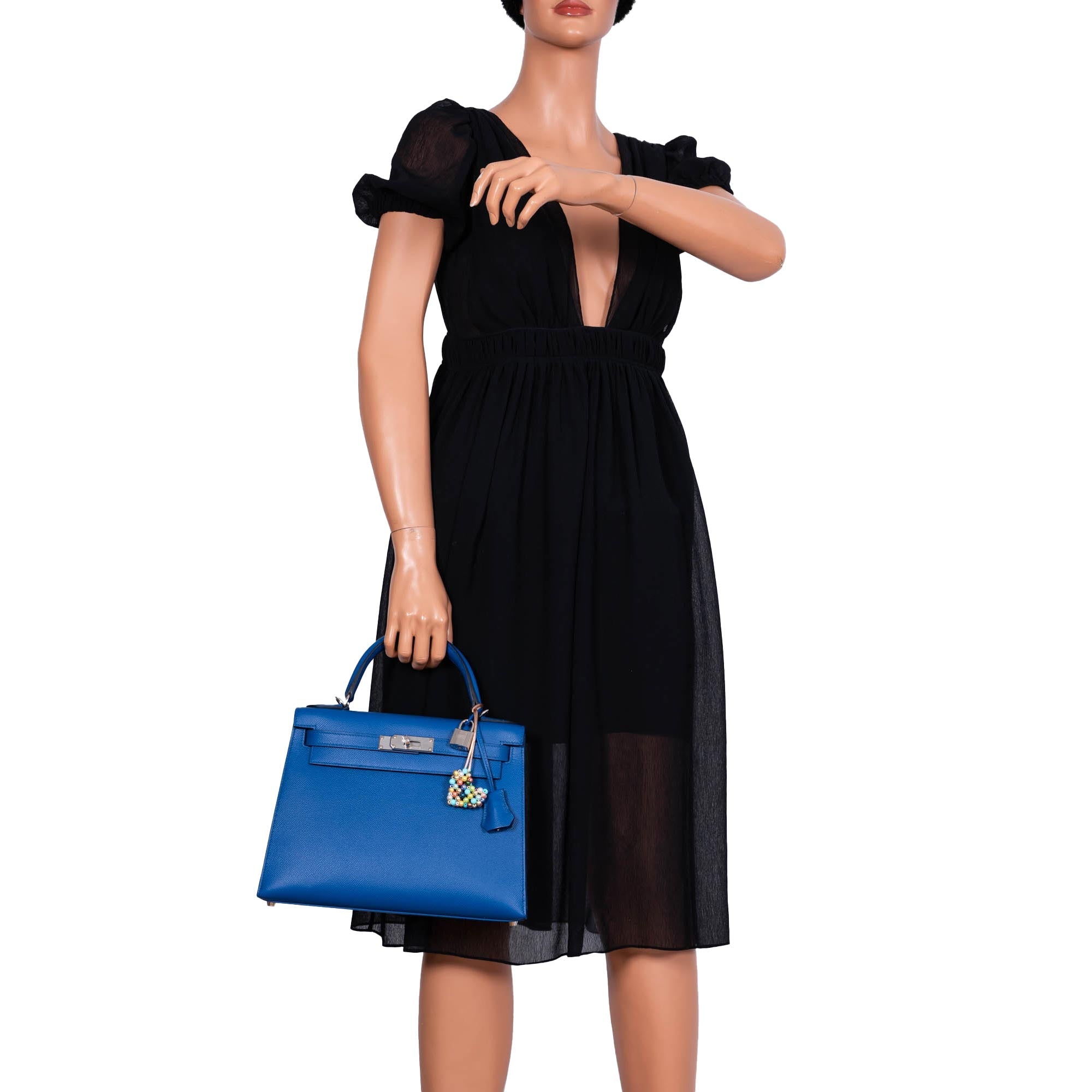Hermès Kelly 28 Sellier Blue France Epsom leather Palladium Hardware