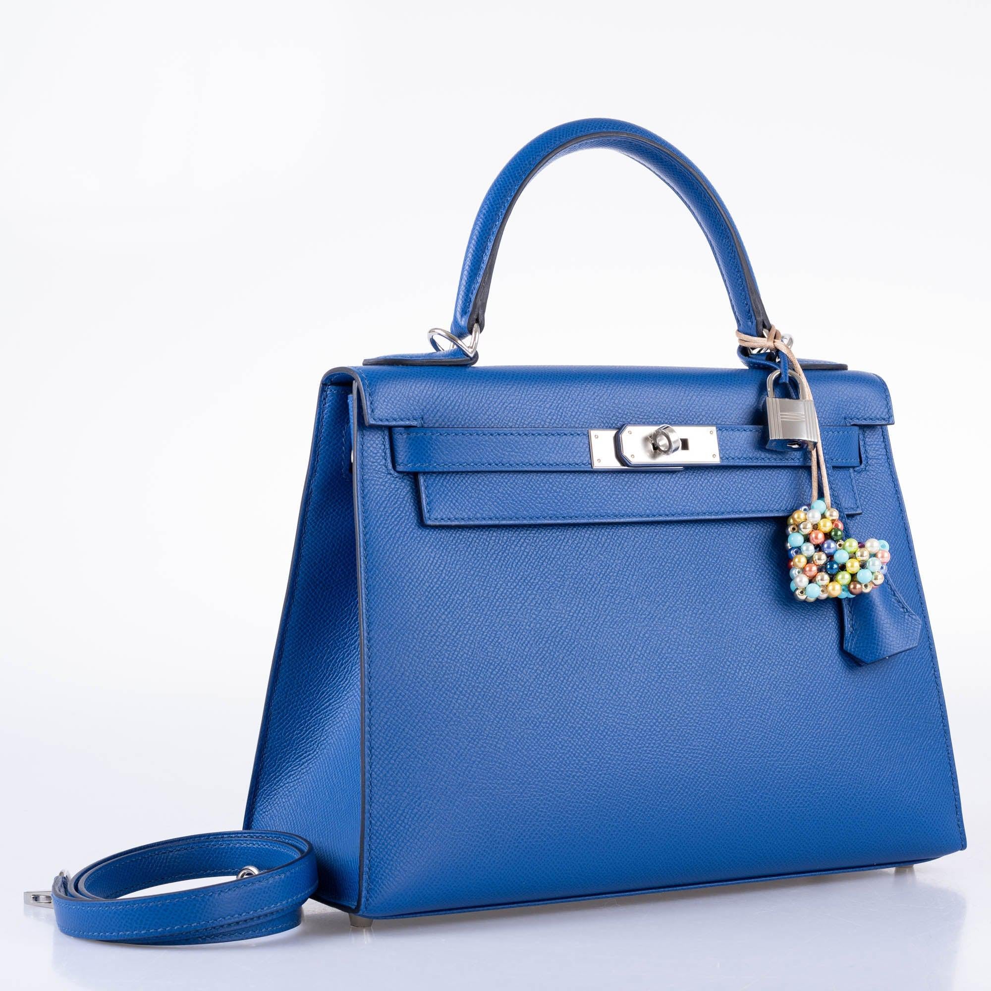 Hermès Kelly 28 Sellier Blue France Epsom leather Palladium Hardware - 2021, Z