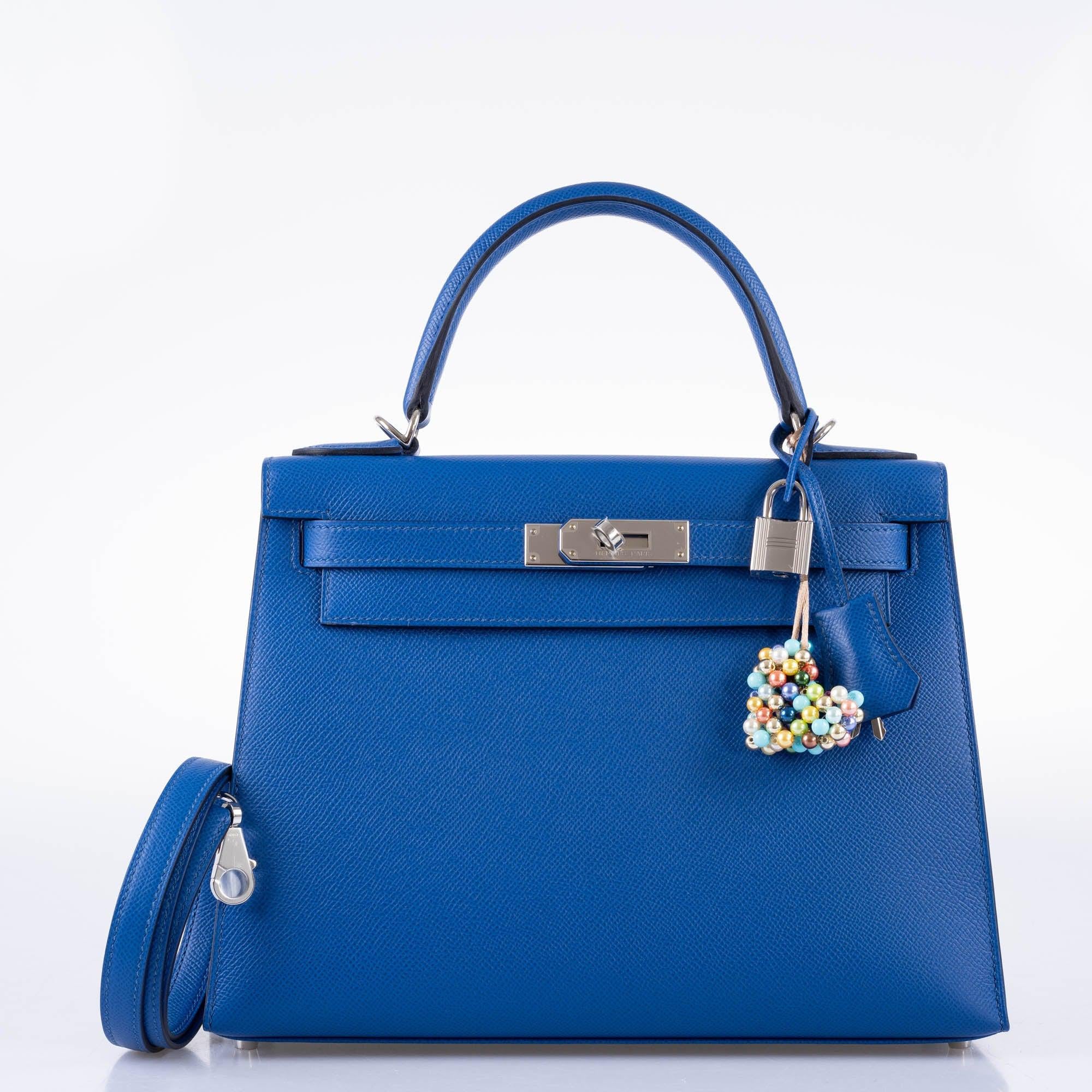 Hermès Kelly 28 Sellier Blue France Epsom leather Palladium Hardware - 2021, Z