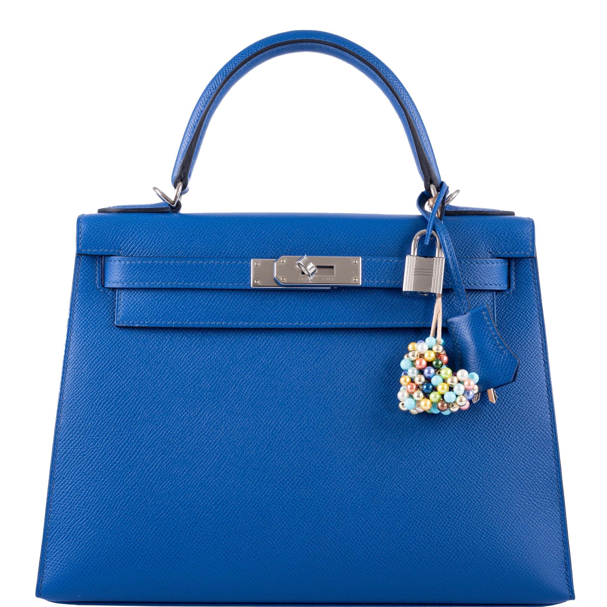 Hermès Kelly 28 Sellier Blue France Epsom leather Palladium Hardware 