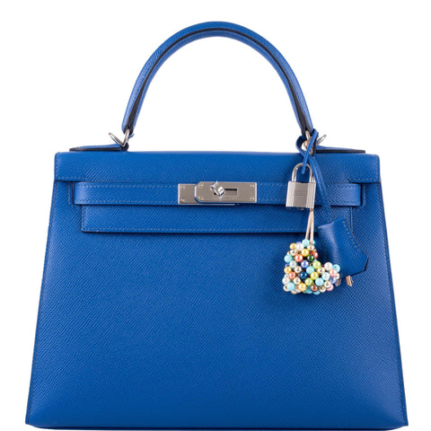 Hermès Kelly 28 Sellier Blue France Epsom leather Palladium Hardware - 2021, Z
