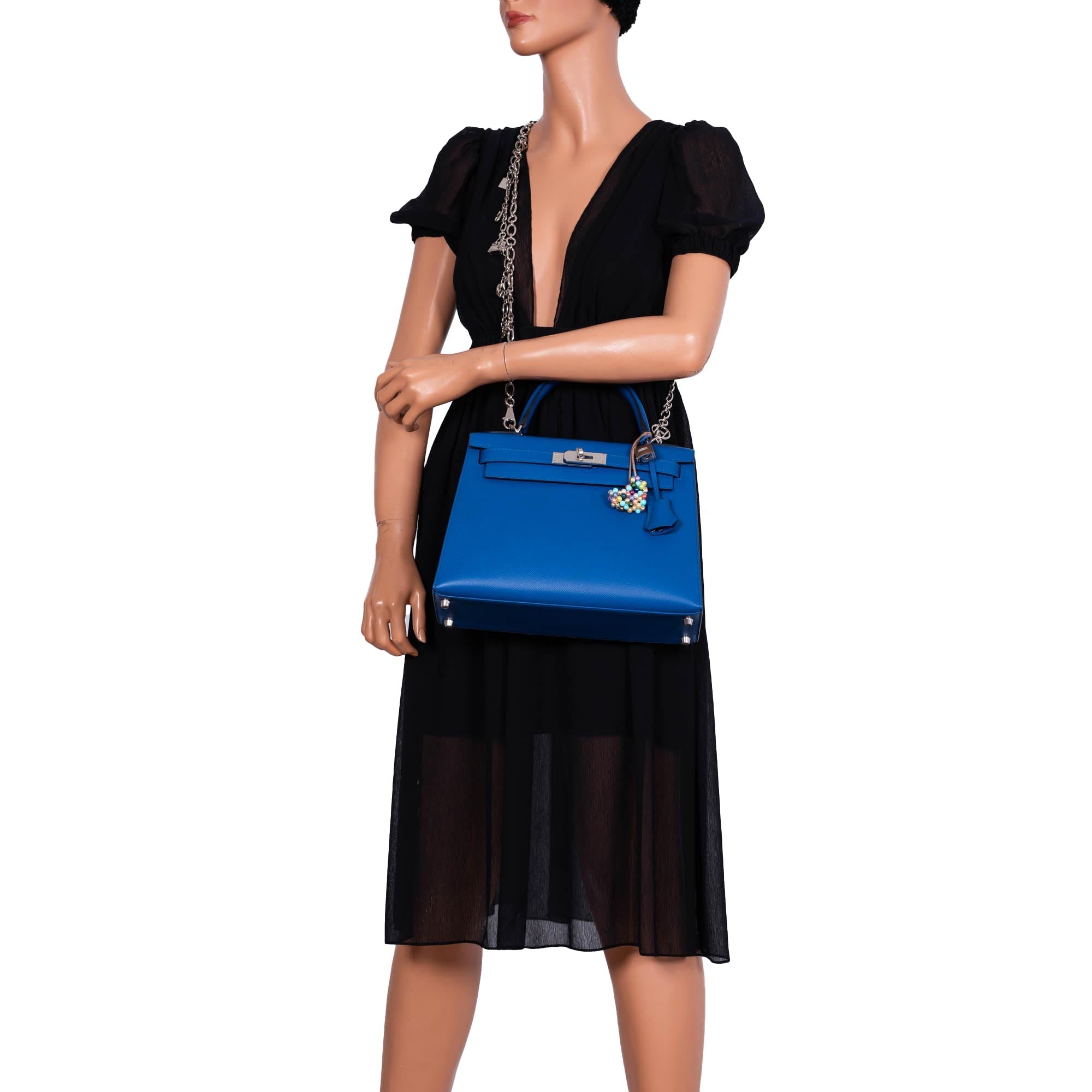Hermès Kelly 28 Sellier Blue France Epsom leather Palladium Hardware