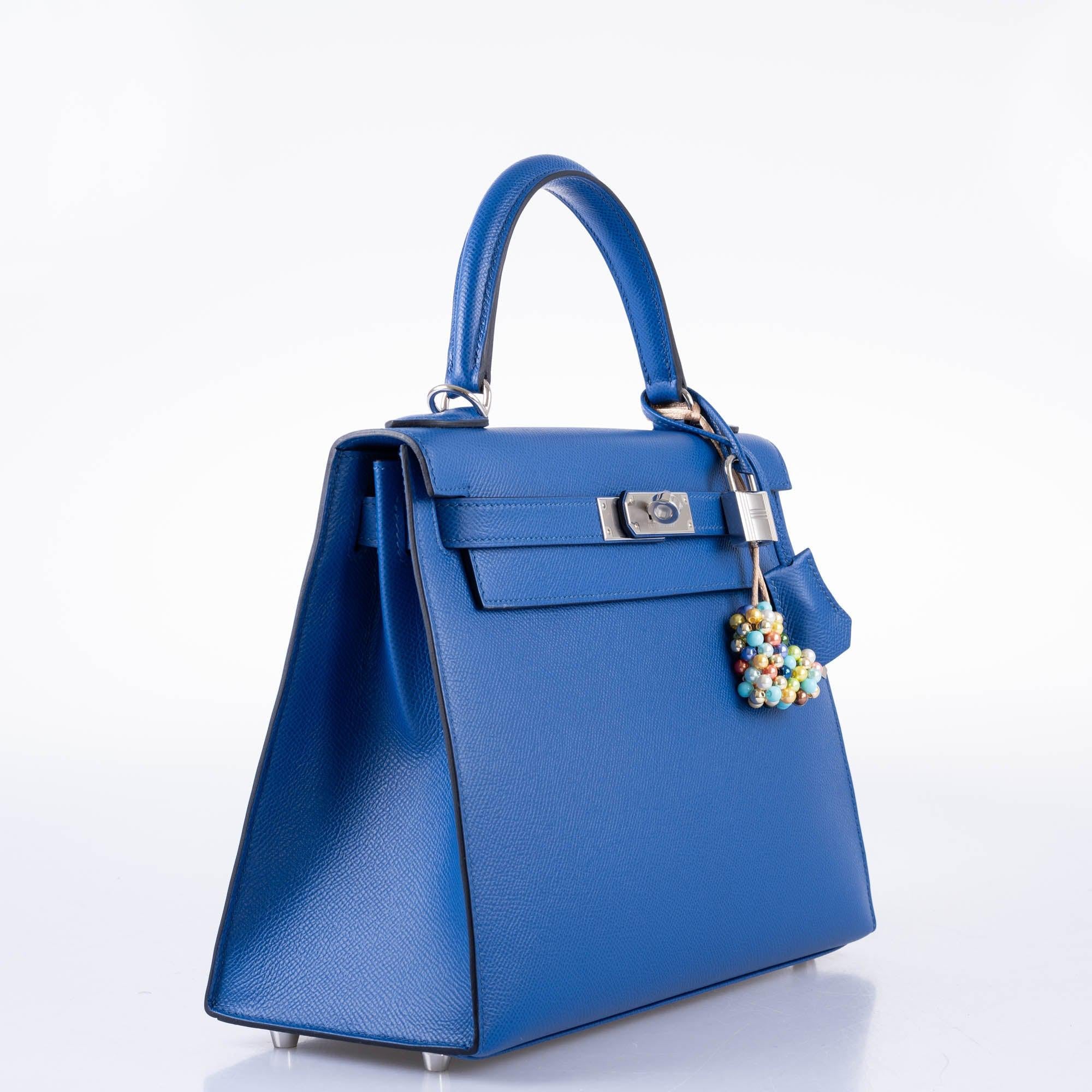 Hermès Kelly 28 Sellier Blue France Epsom leather Palladium Hardware