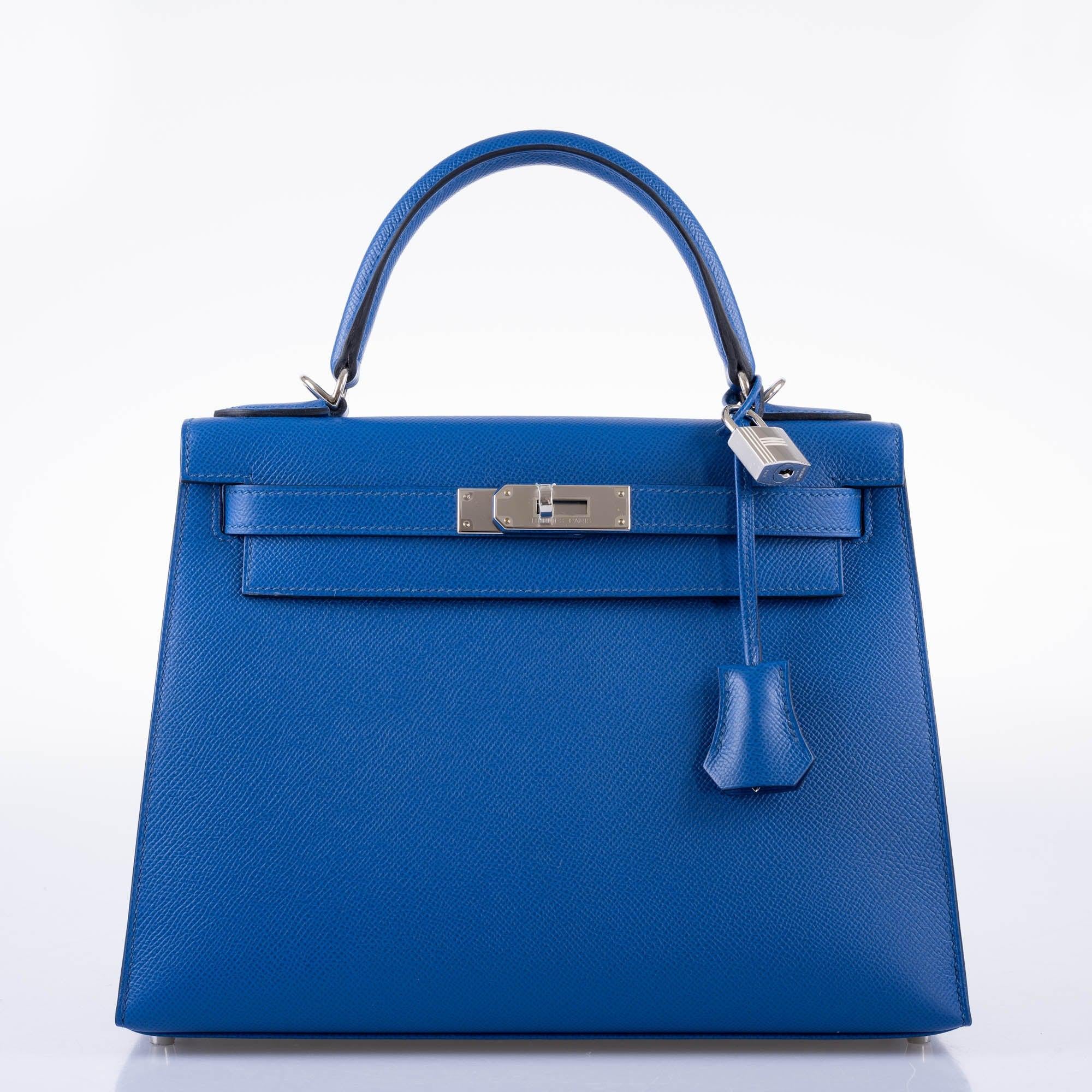 Hermès Kelly 28 Sellier Blue France Epsom leather Palladium Hardware