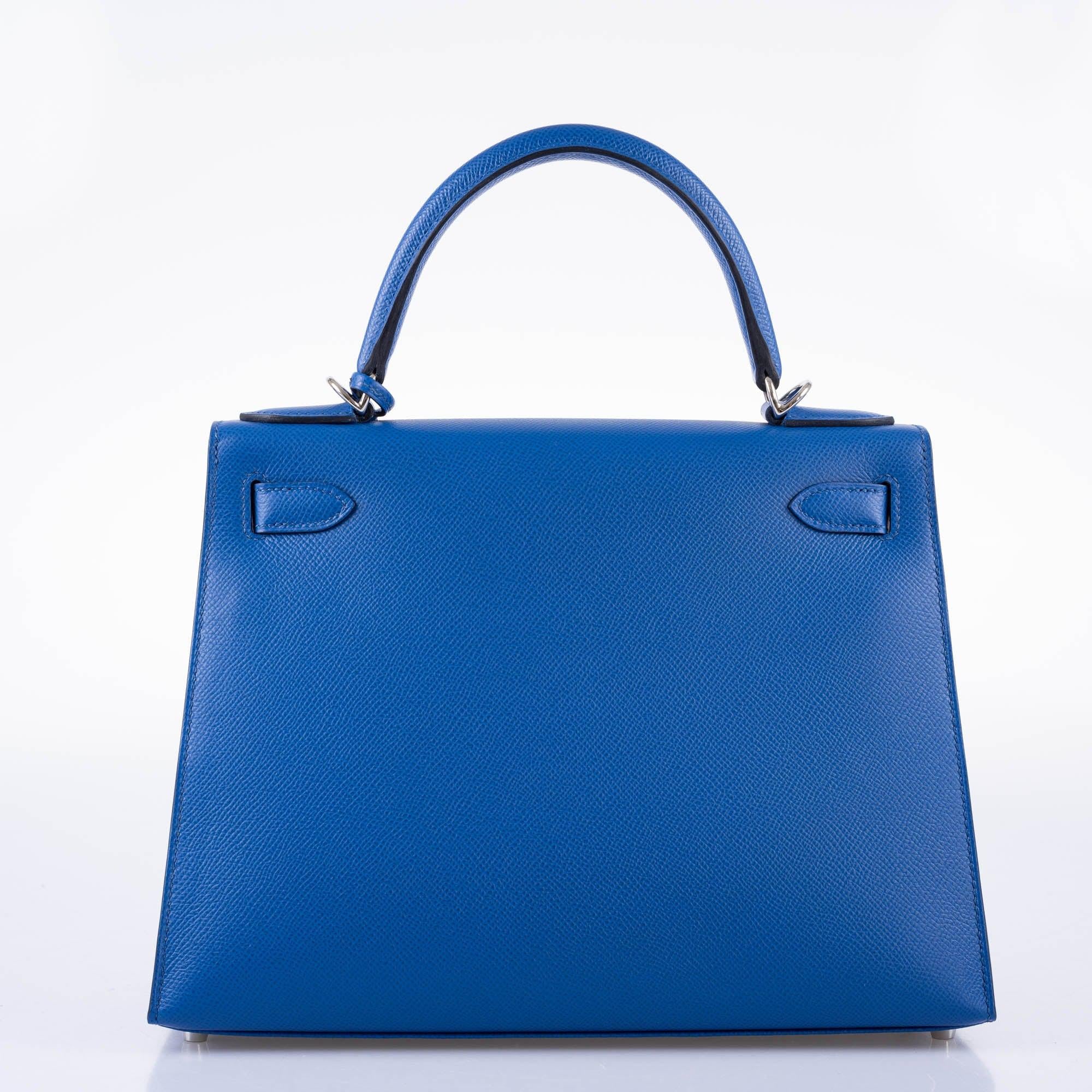 Hermès Kelly 28 Sellier Blue France Epsom leather Palladium Hardware