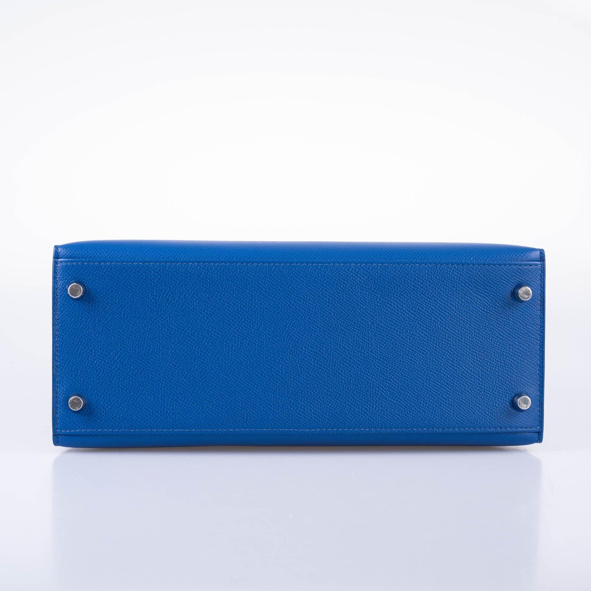 Hermès Kelly 28 Sellier Blue France Epsom leather Palladium Hardware