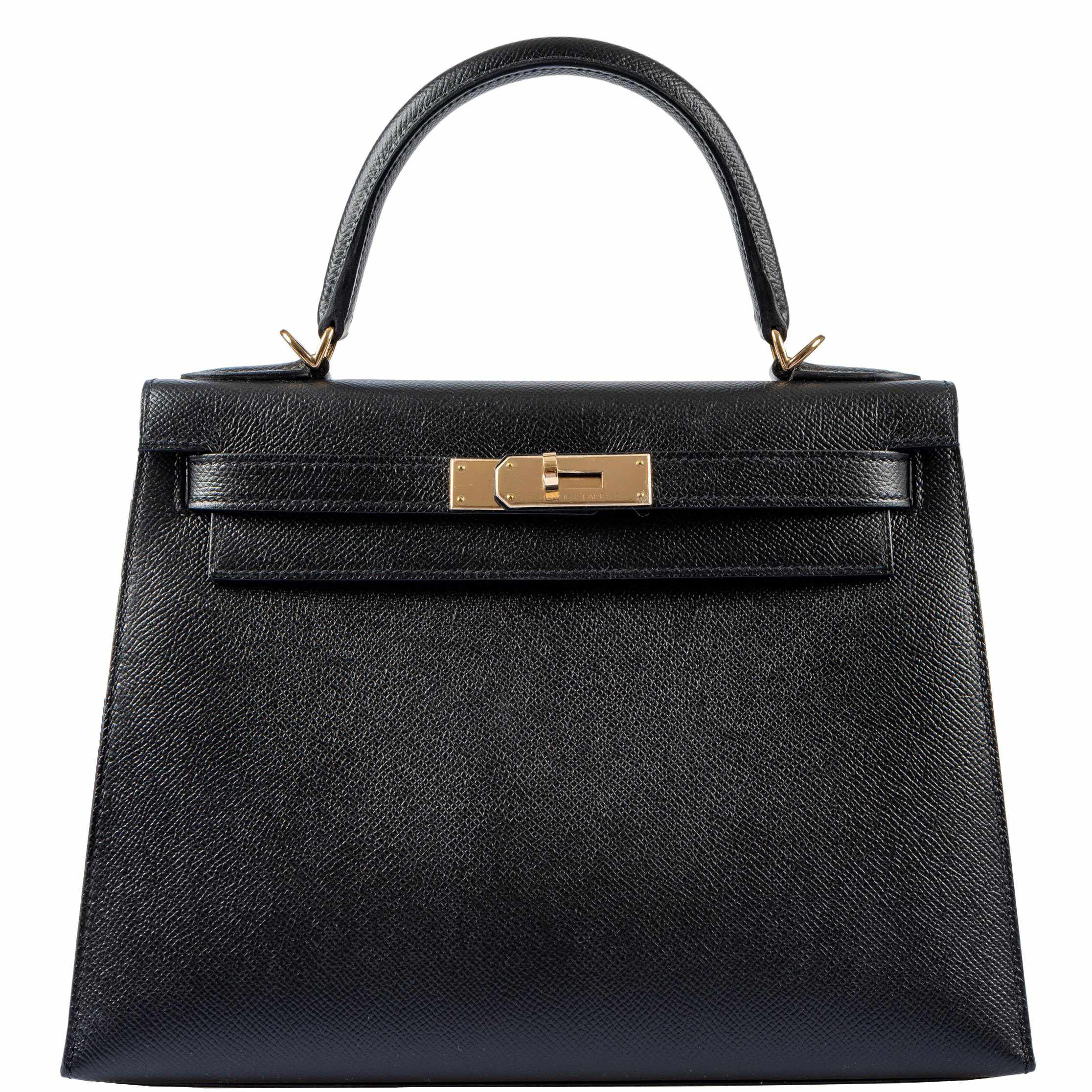 Hermès Kelly 28 Sellier HSS Black Epsom Vermillion Interior Rose Gold Hardware