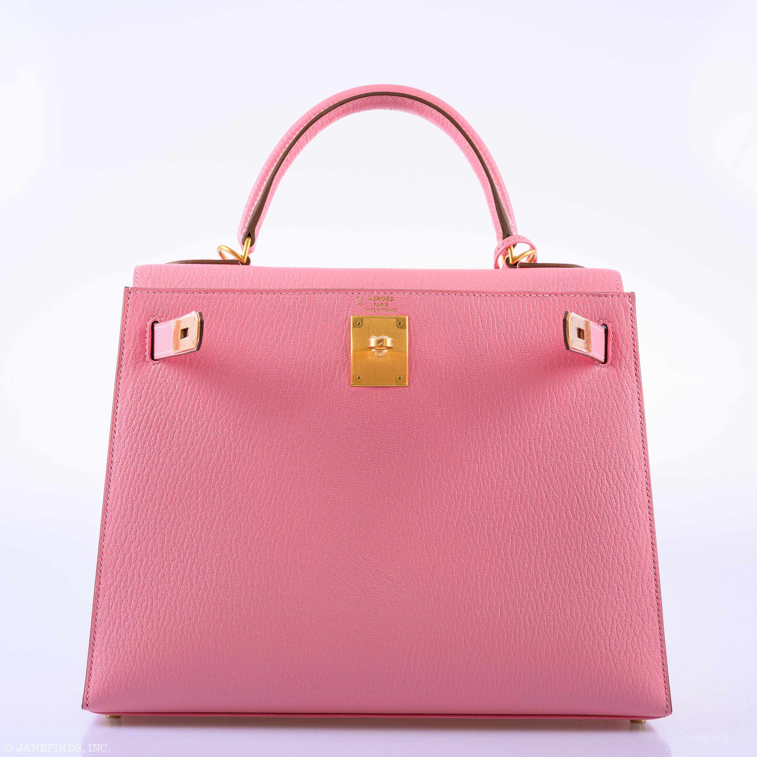Hermès Kelly 28 Sellier HSS Rose Confetti/Bleu Paradis Chèvre Brushed Gold Hardware