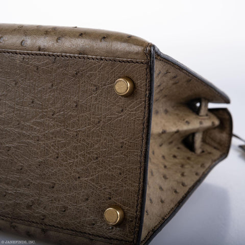 Hermès Kelly 28 Sellier Mousse Ostrich Gold Hardware - Circle W