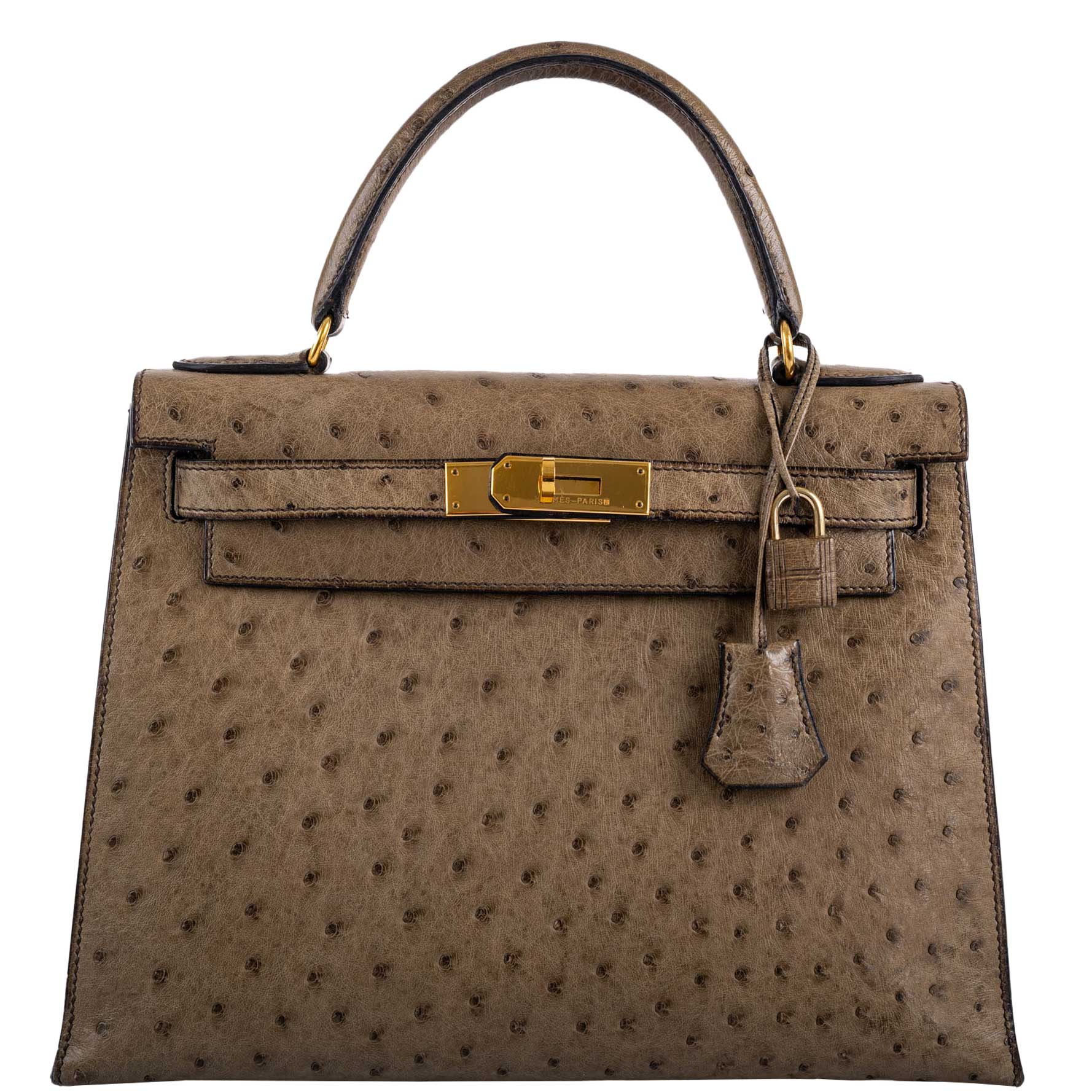 Hermès Kelly 28 Sellier Mousse Ostrich Gold Hardware - Circle W
