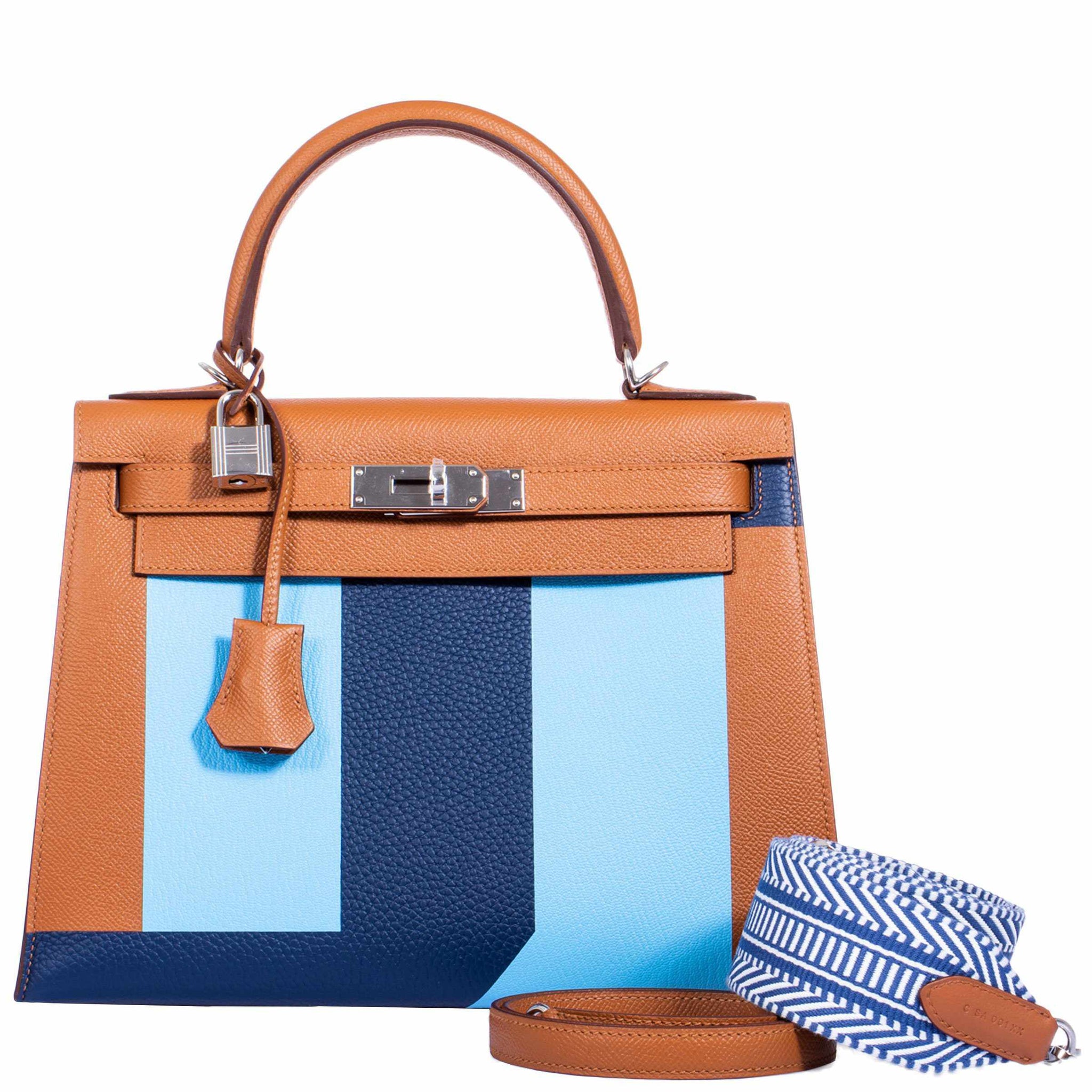 Hermes Mini Kelly II 20 Bag Celeste /blue with Palladium Hardware Epsom  Leather