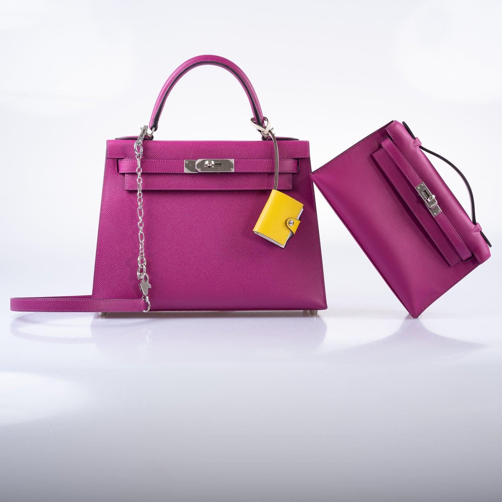 Hermès Kelly 28 Sellier Rose Pourpre Epsom Palladium Hardware