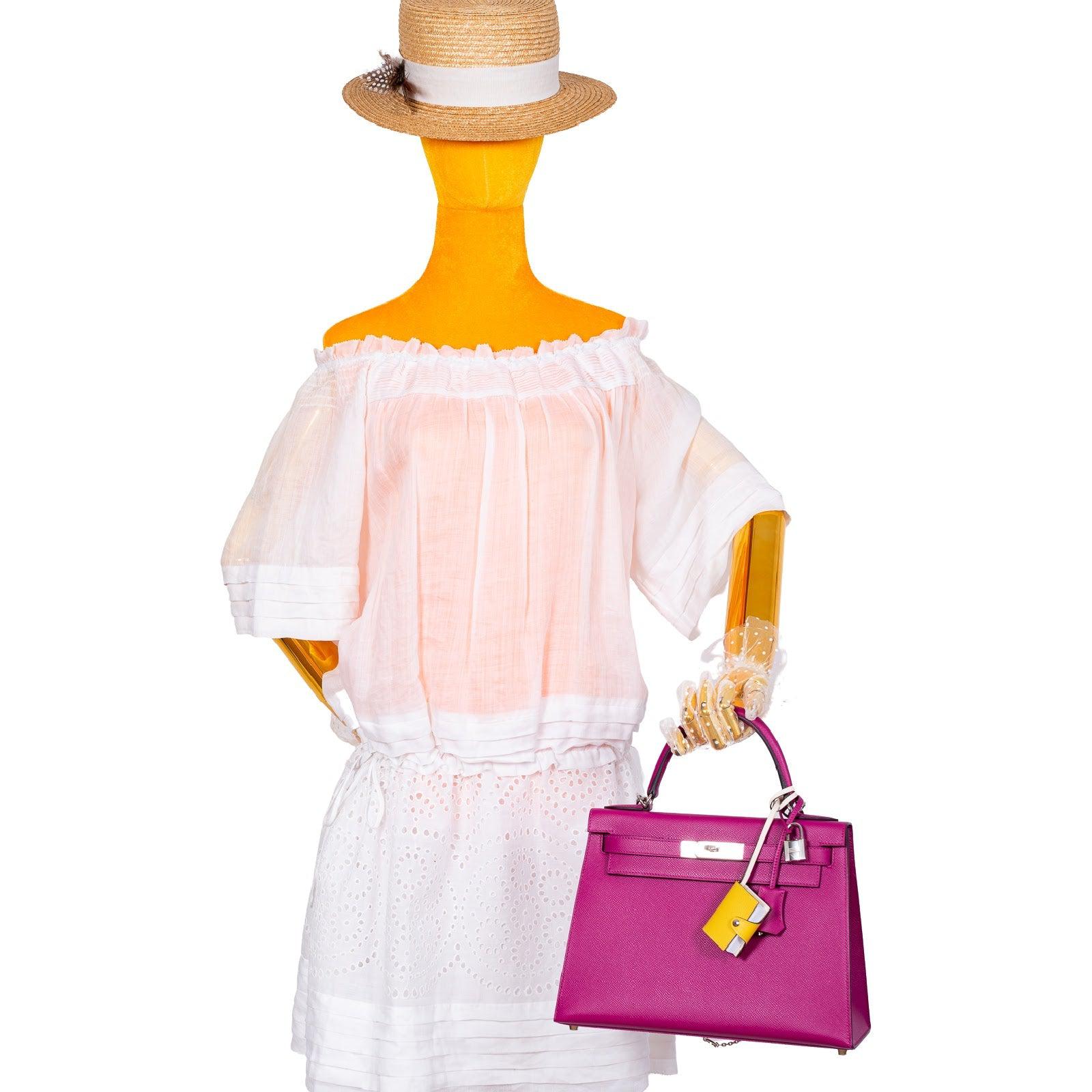 Hermès Kelly 28 Sellier Rose Pourpre Epsom Palladium Hardware