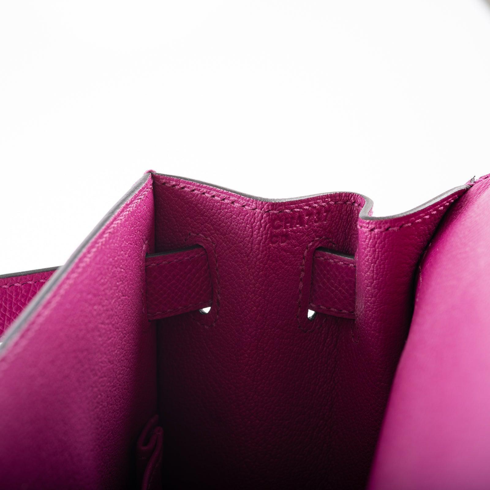 Hermès Kelly 28 Sellier Rose Pourpre Epsom Palladium Hardware