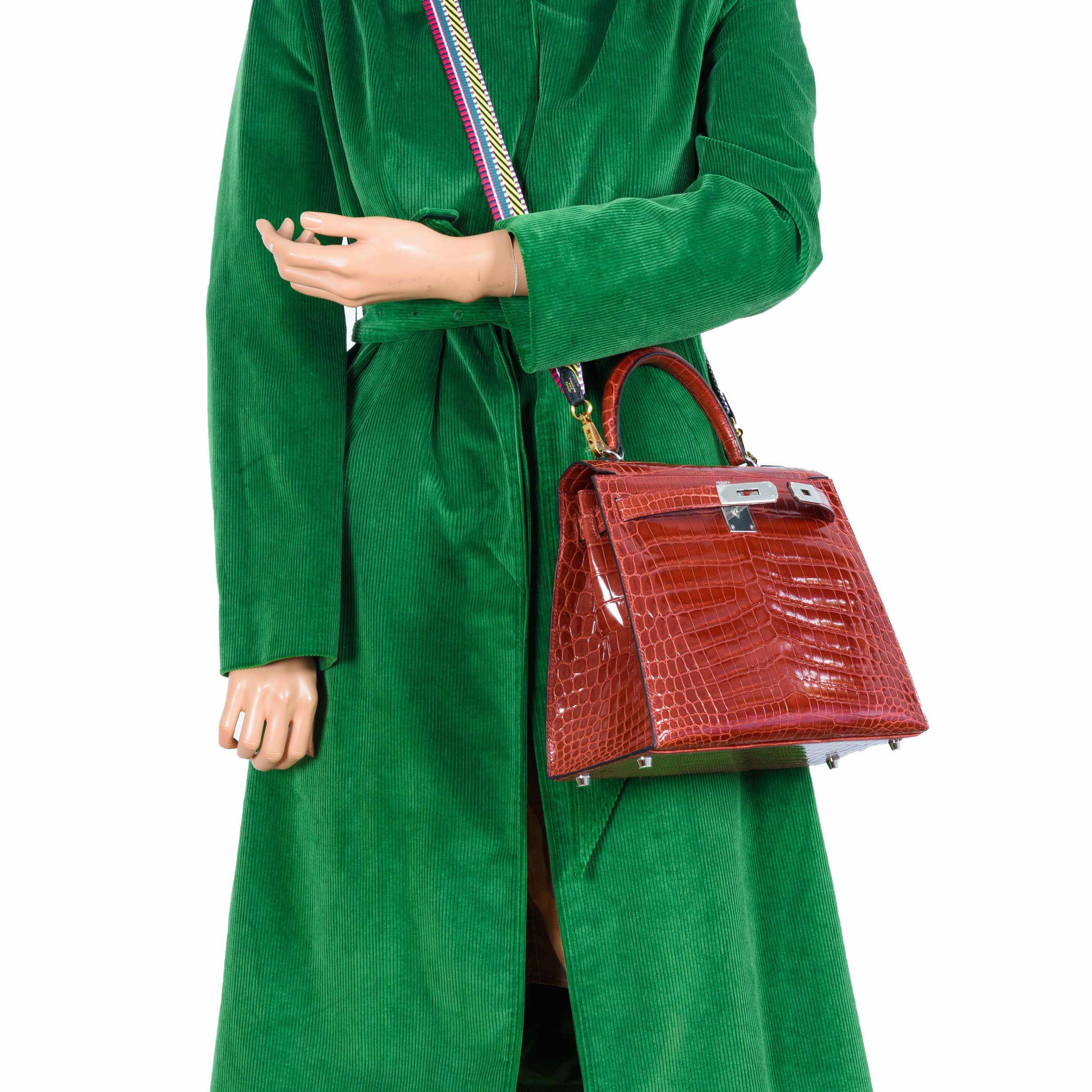 Hermès Kelly 28 Sellier Rouge H Niloticus Crocodile Palladium Hardware