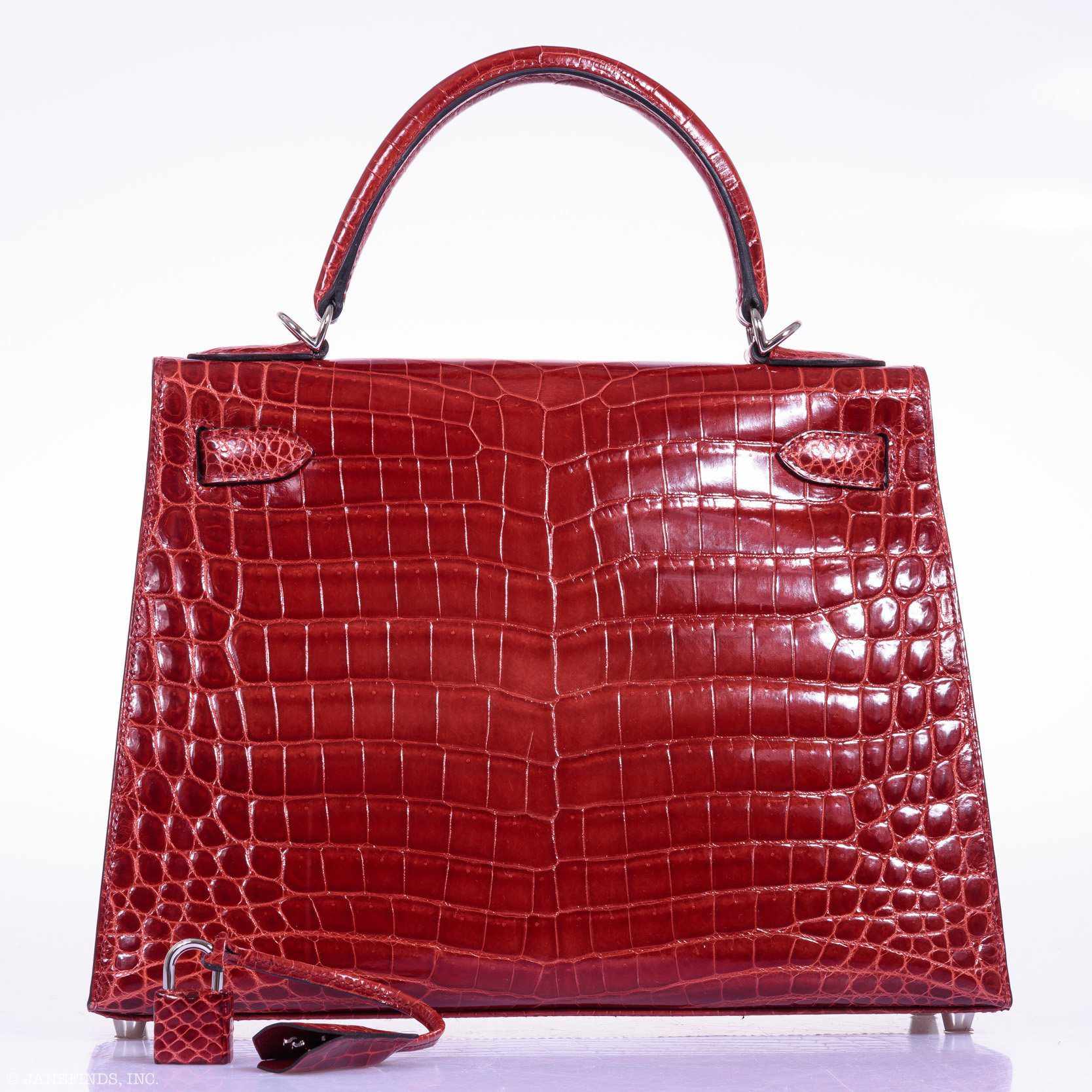 Hermès Kelly 28 Sellier Rouge H Niloticus Crocodile Palladium Hardware