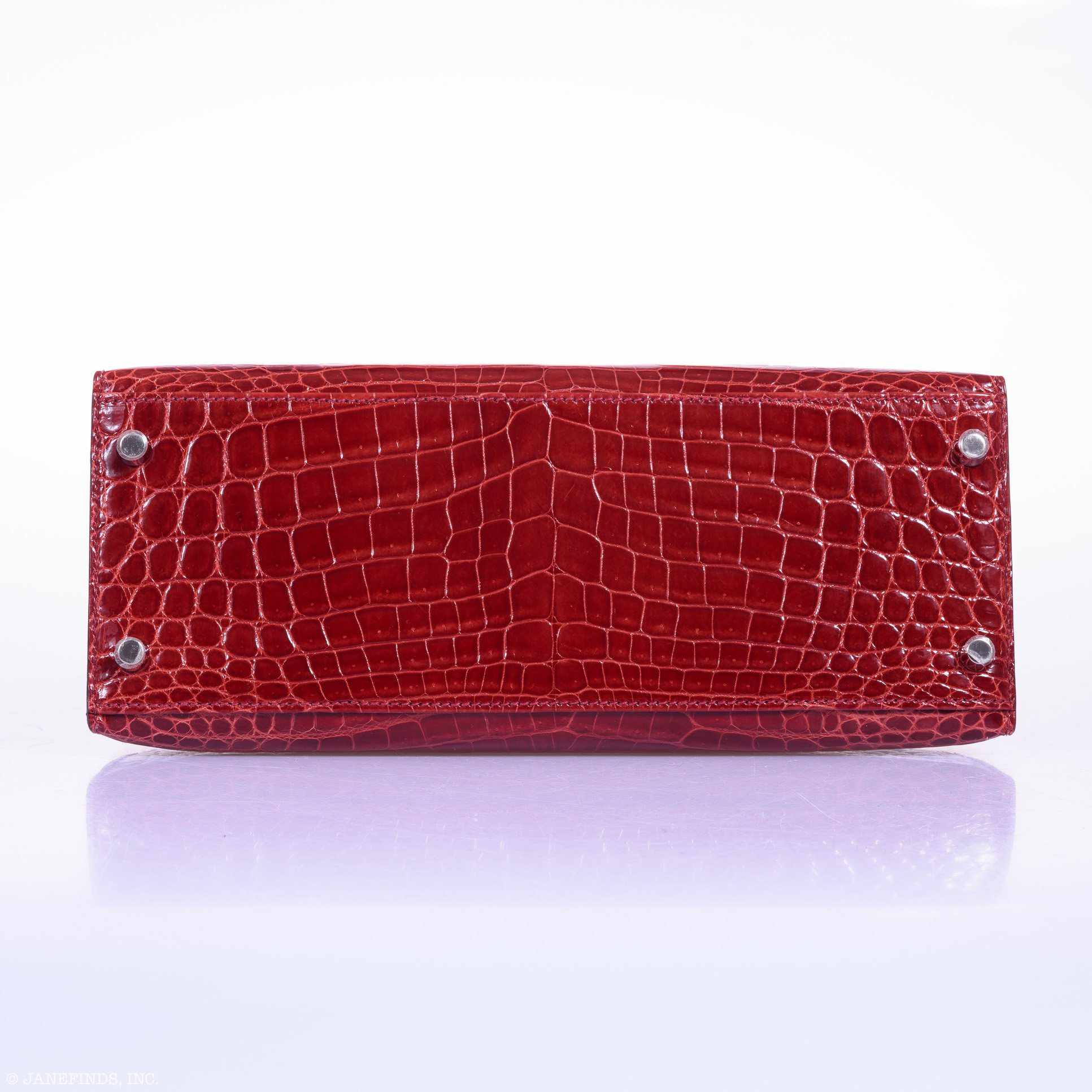 Hermès Kelly 28 Sellier Rouge H Niloticus Crocodile Palladium Hardware