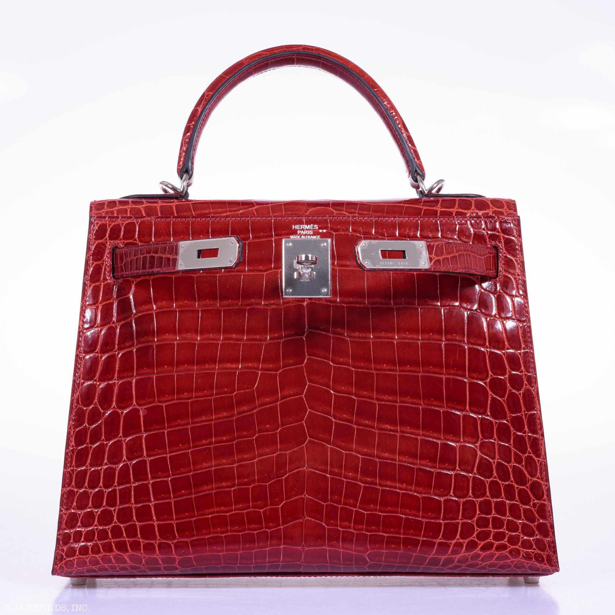 Hermès Kelly 28 Sellier Rouge H Niloticus Crocodile Palladium Hardware