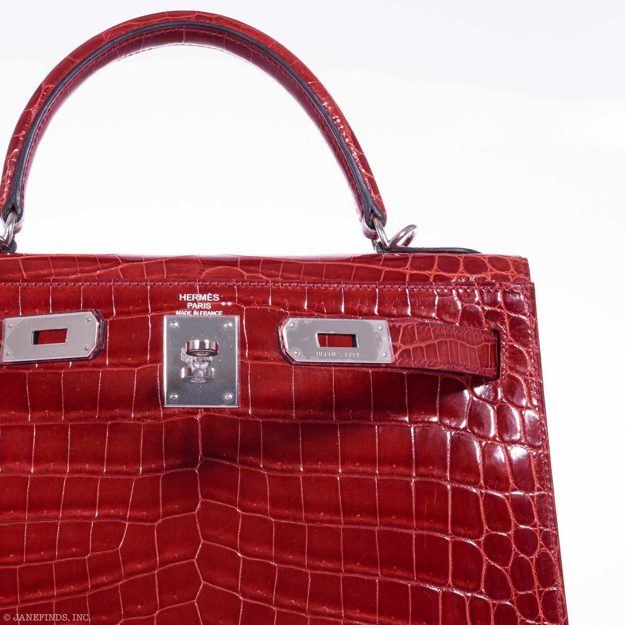 Hermès Kelly 28 Sellier Rouge H Niloticus Crocodile Palladium Hardware