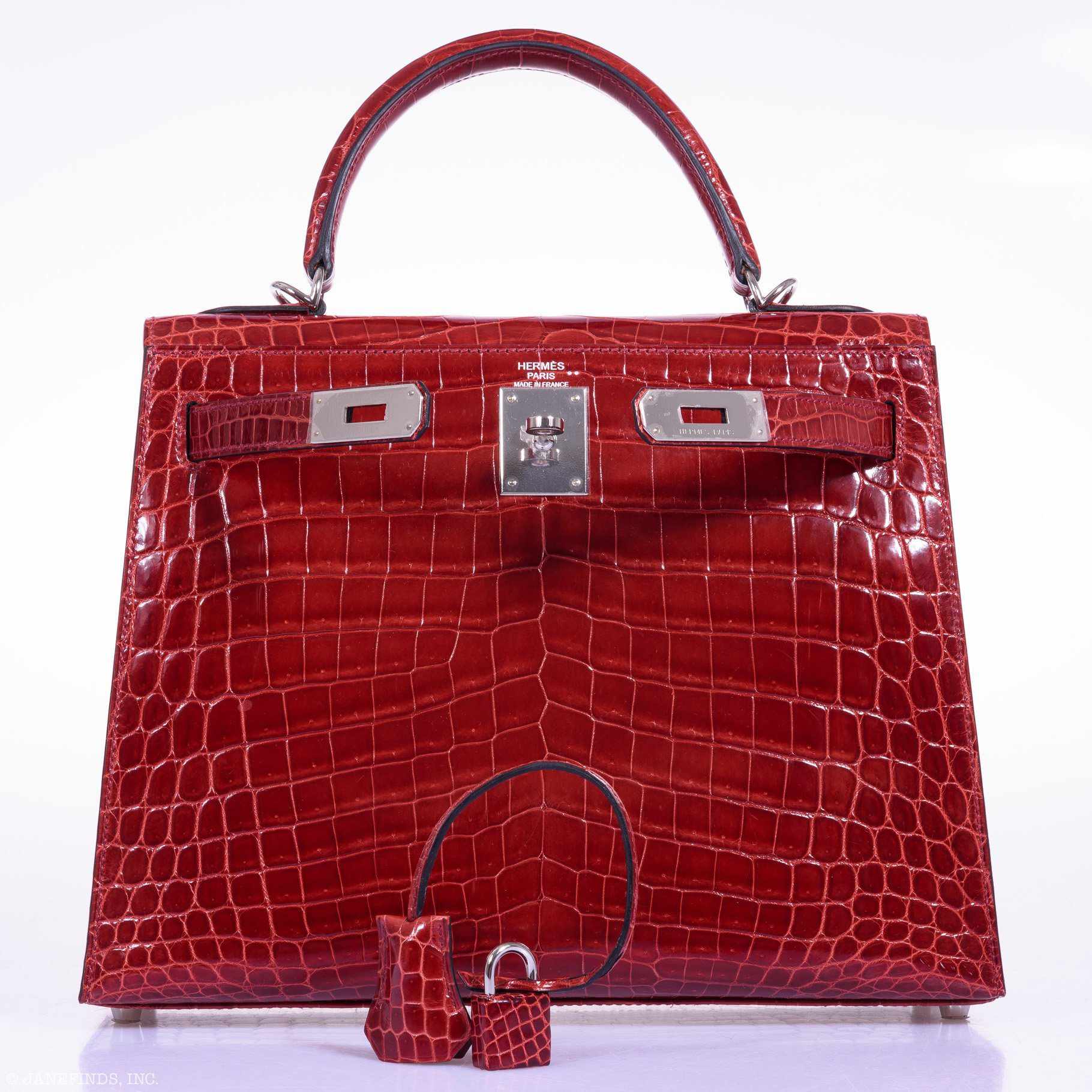Hermès Kelly 28 Sellier Rouge H Niloticus Crocodile Palladium Hardware