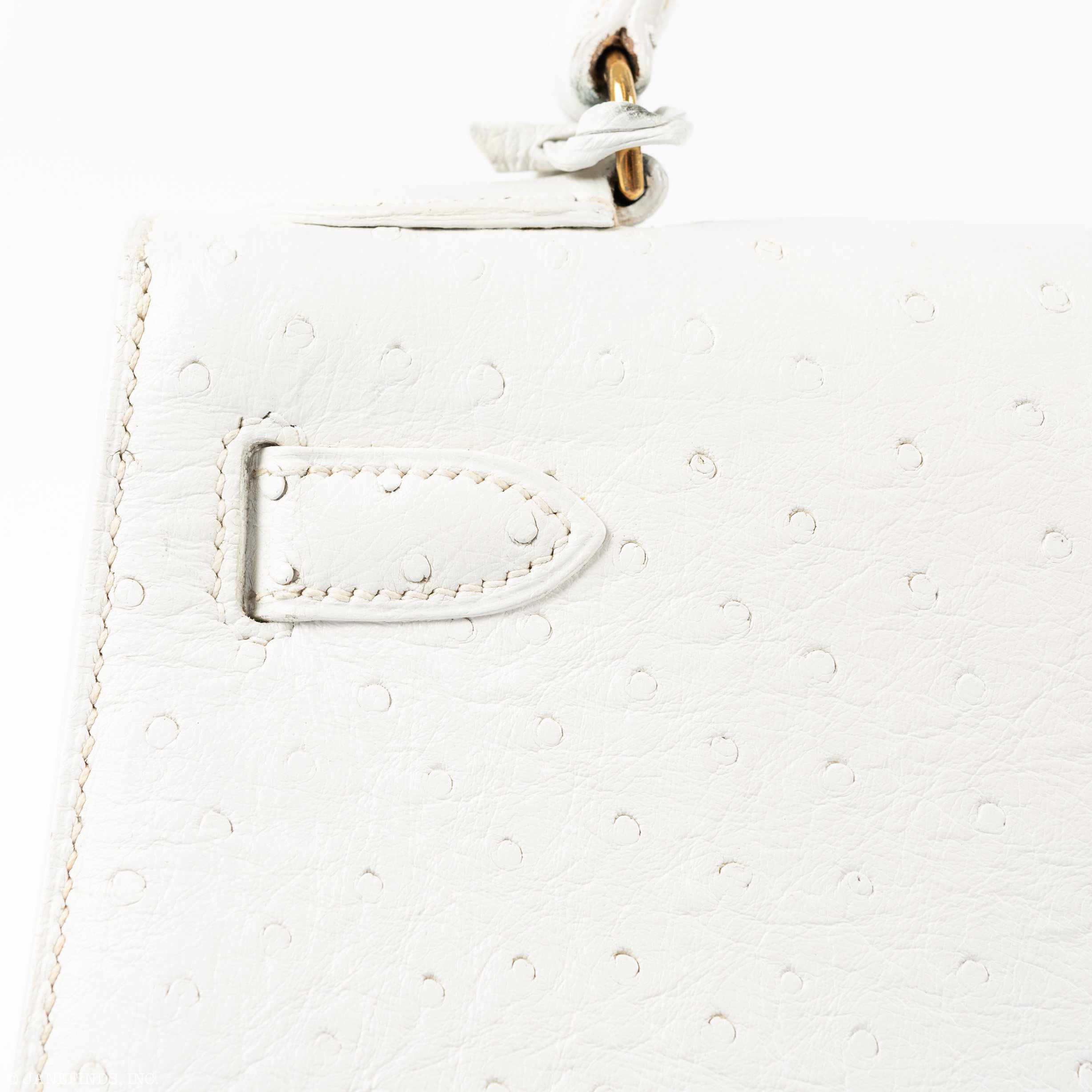 Hermès Kelly 28 Sellier White Ostrich Gold Hardware