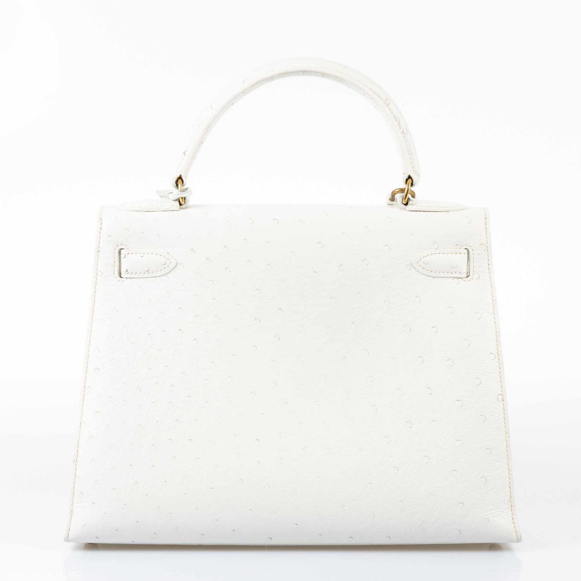 Hermès Kelly 28 Sellier White Ostrich Gold Hardware