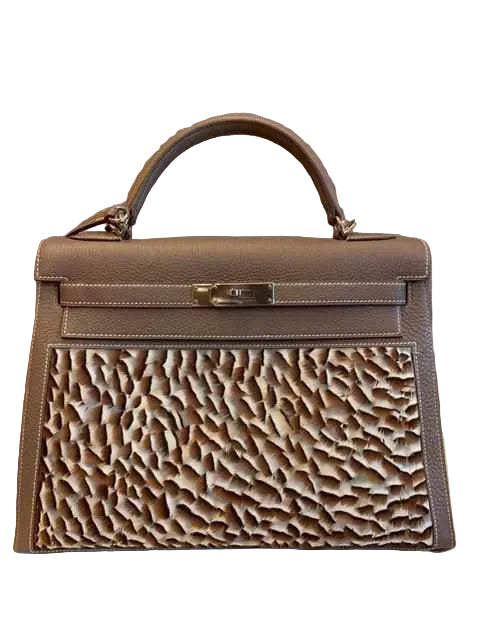 Hermès Kelly 32 HSS Sellier Feather Etoupe Togo Palladium Hardware