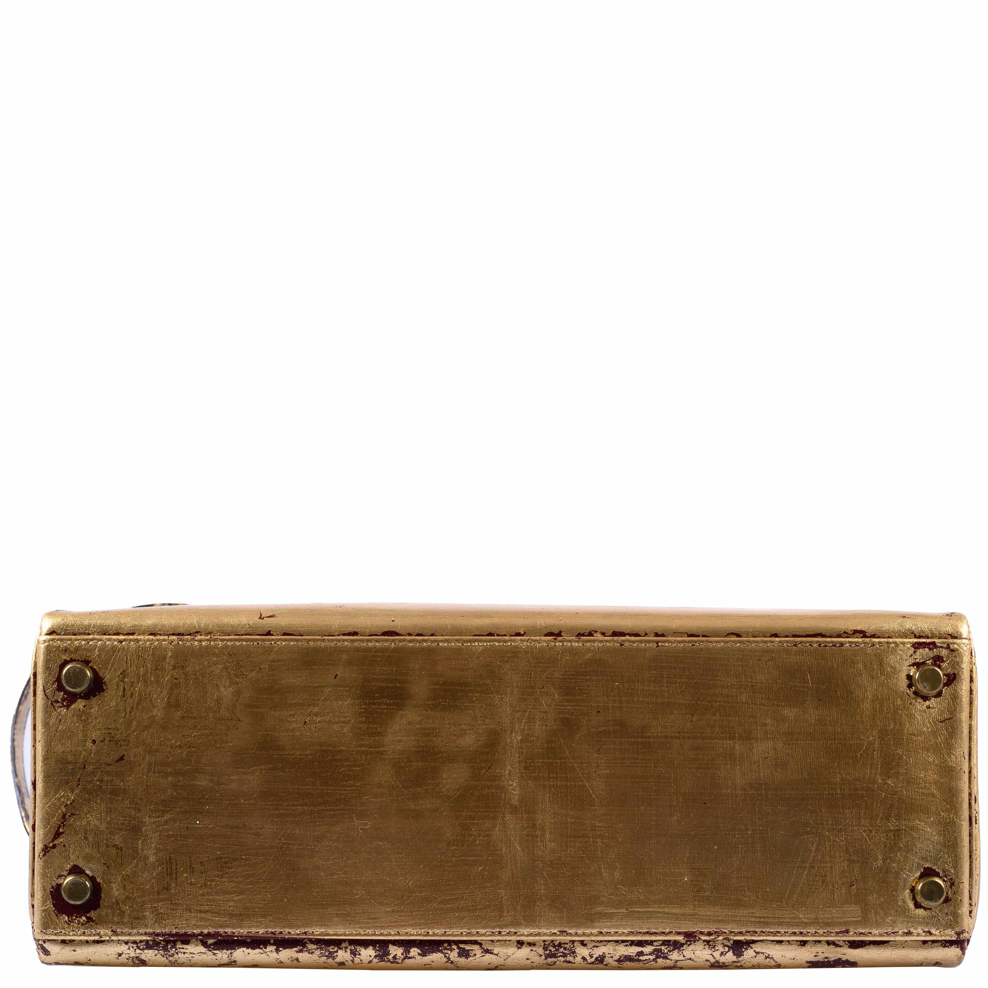 Hermès Kelly 32 Retourne "Kelly Dorée" Gold Leaf & Rouge H Box Leather Gold Hardware * JaneFinds Custom Shop