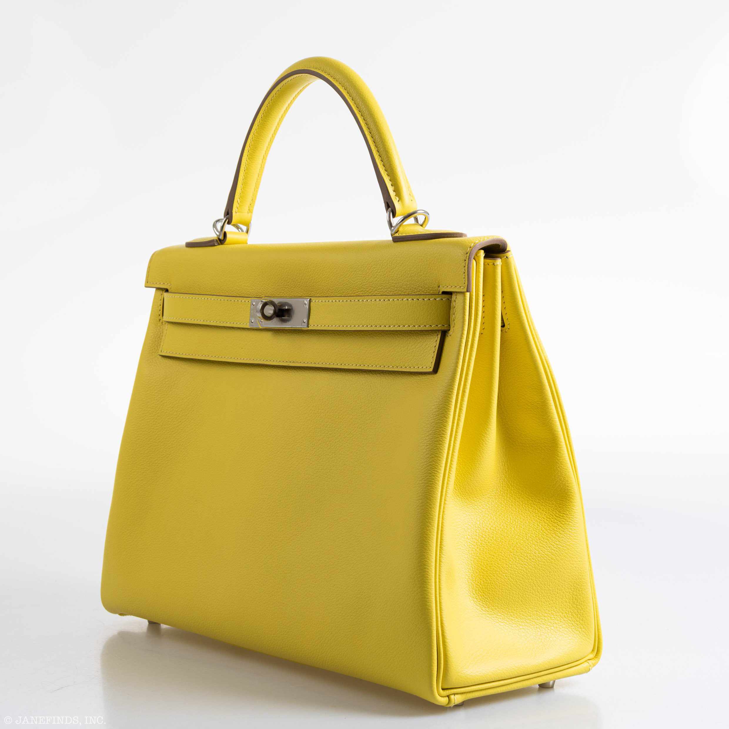 Hermès Kelly 32 Retourne Lime Evercolor Palladium Hardware - 2019