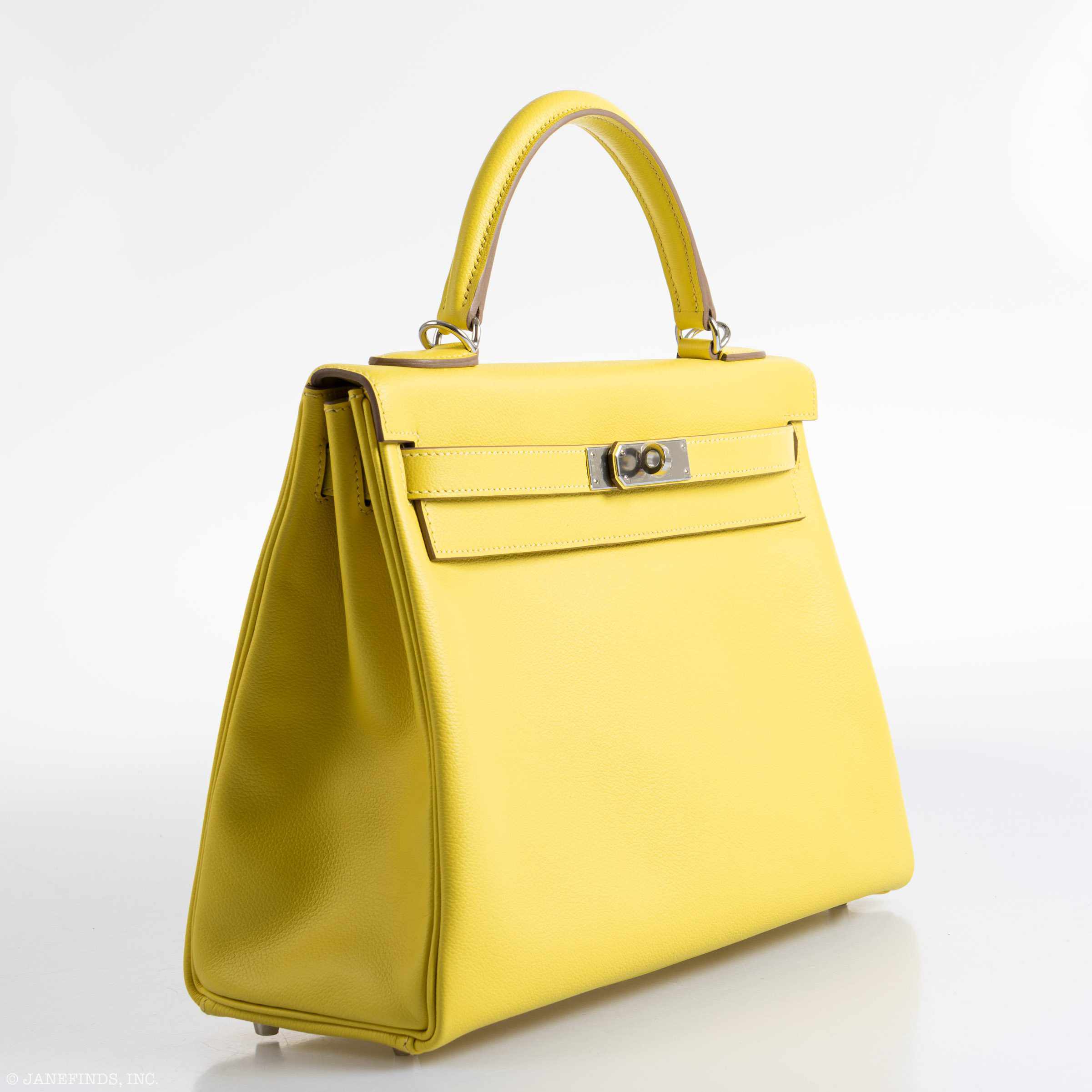 Hermès Kelly 32 Retourne Lime Evercolor Palladium Hardware - 2019