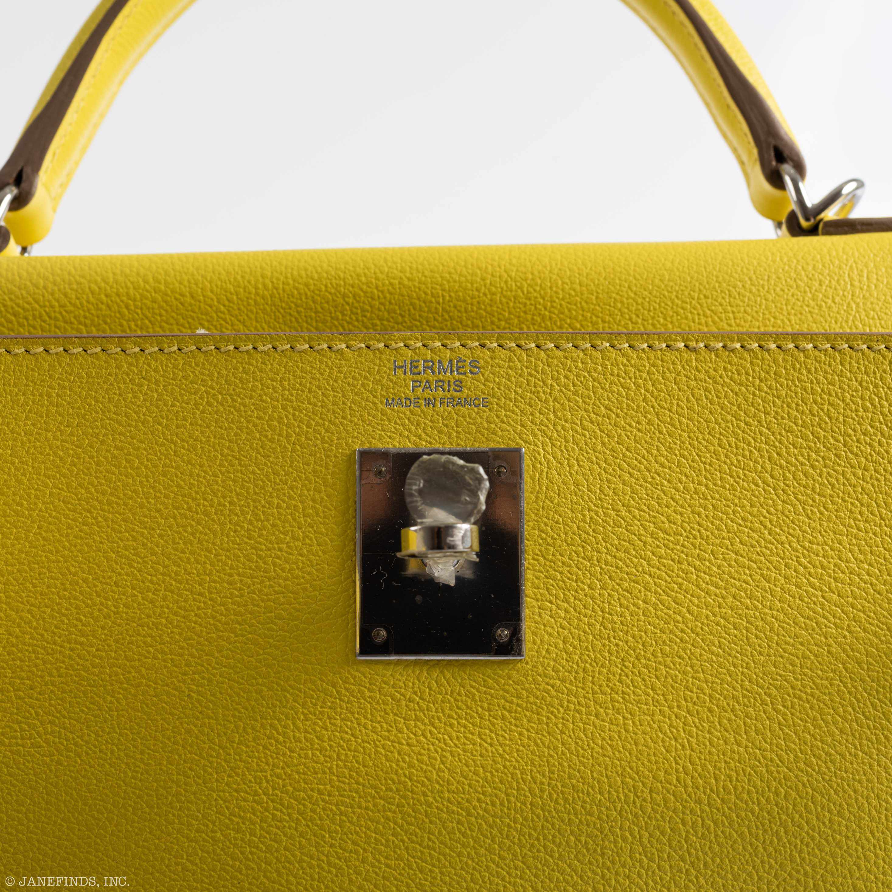 Hermès Kelly 32 Retourne Lime Evercolor Palladium Hardware - 2019