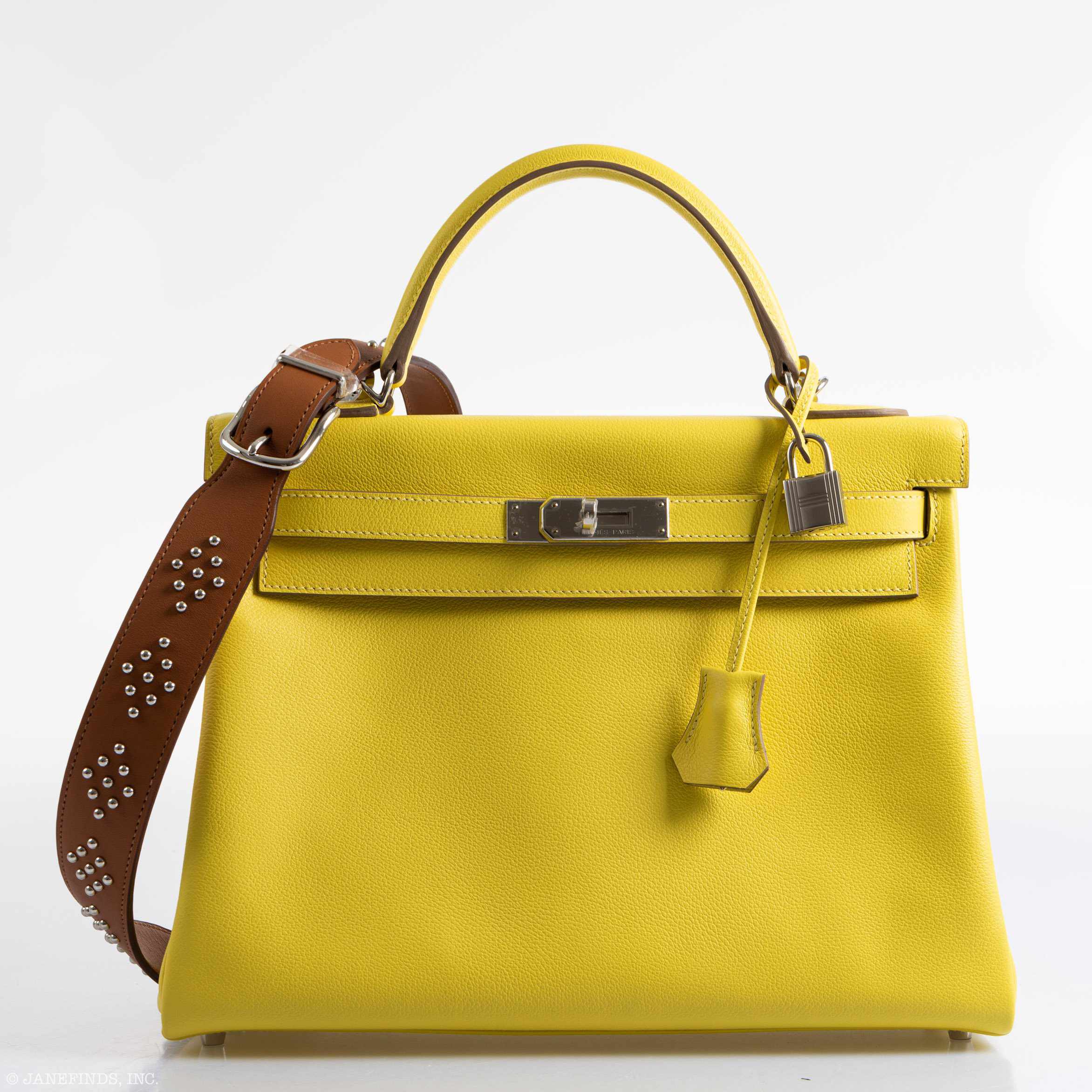 Hermès Kelly 32 Retourne Lime Evercolor Palladium Hardware - 2019